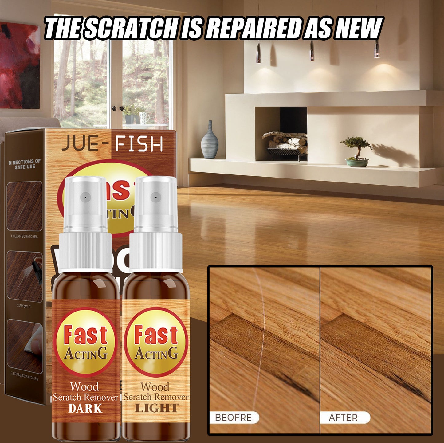 JUE-FISH wood floor scratch repair agent scratch color spray furniture floor renovation paint repair