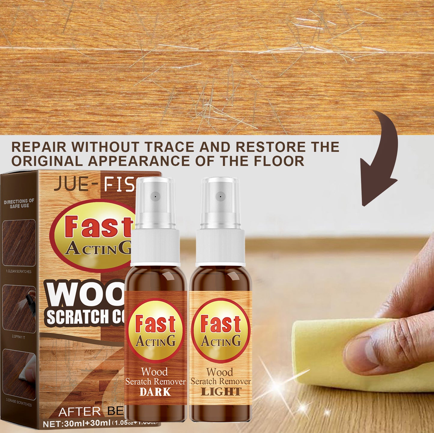 JUE-FISH wood floor scratch repair agent scratch color spray furniture floor renovation paint repair