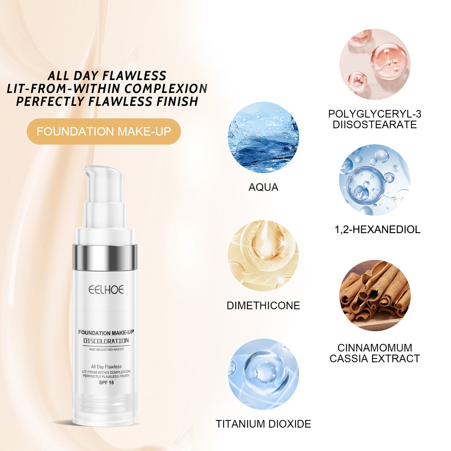 EELHOE Concealer Color Changing Foundation Liquid Concealer Lasting Moisturizing and Moisturizing No Makeup Wasting Brightening and Clear Skin Color