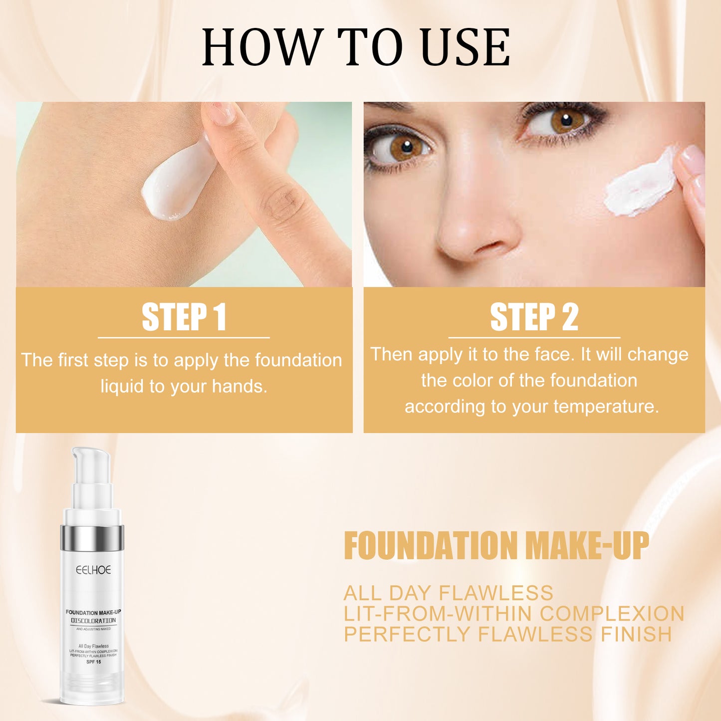 EELHOE Concealer Color Changing Foundation Liquid Concealer Lasting Moisturizing and Moisturizing No Makeup Wasting Brightening and Clear Skin Color