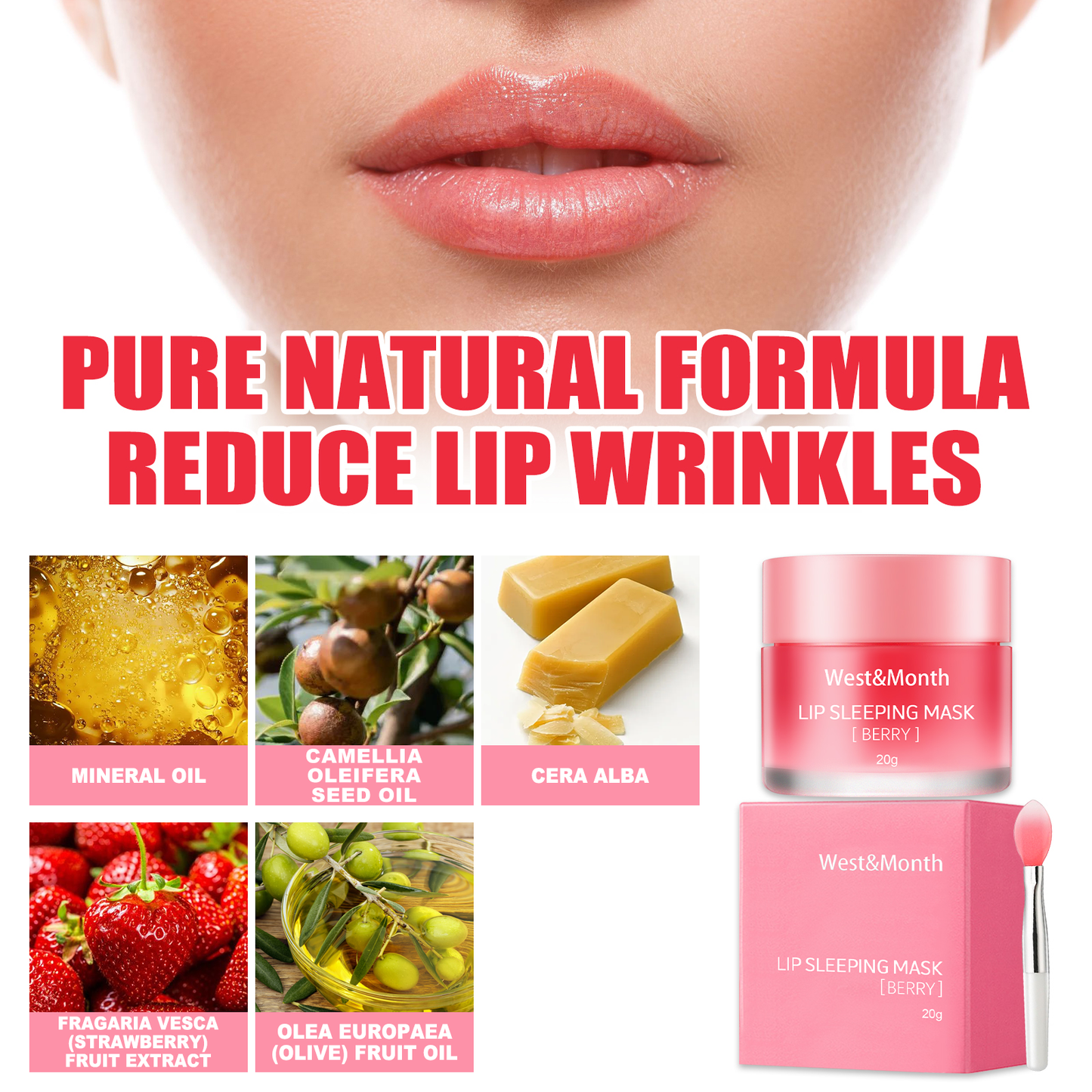 West & Month Jelly Lip Mold Moisturizing and Hydrating Desalising Lip Pattern Moisturizing Lip Skin Sleep Jelly Lip Mold