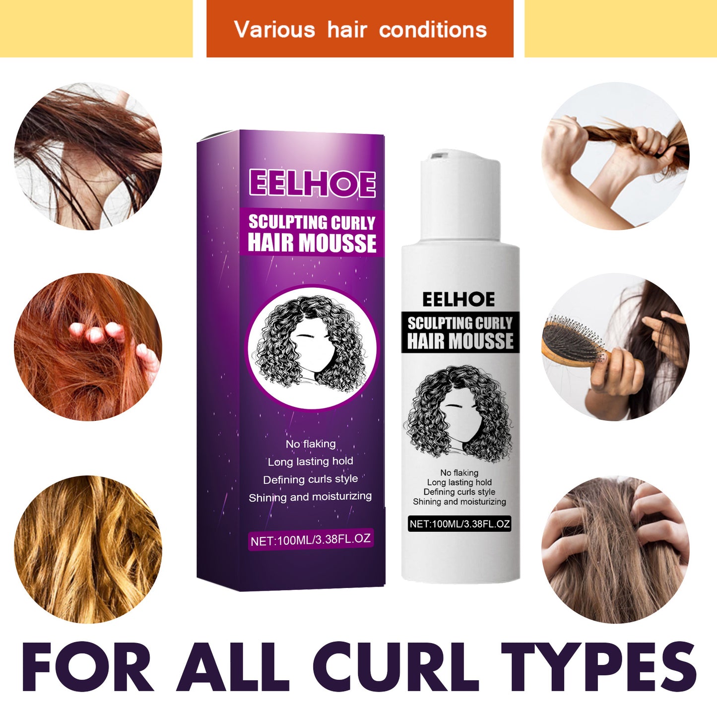 EELHOE Curly Hair Stylin Curly Hair Moisturizing Fluffy Stylin
