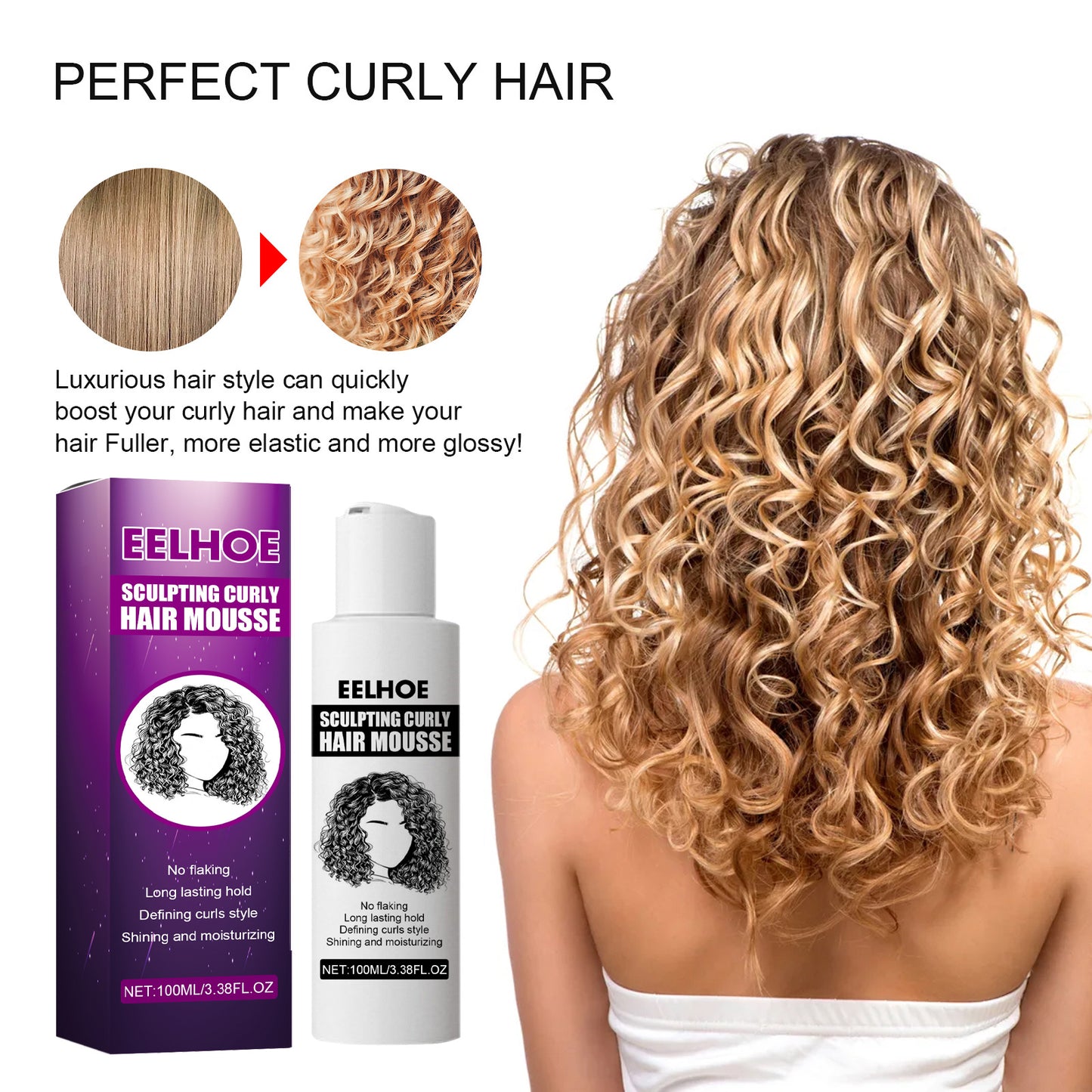 EELHOE Curly Hair Stylin Curly Hair Moisturizing Fluffy Stylin