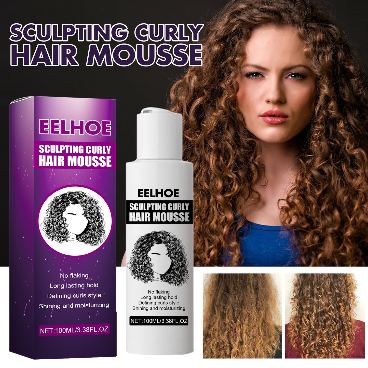 EELHOE Curly Hair Stylin Curly Hair Moisturizing Fluffy Stylin