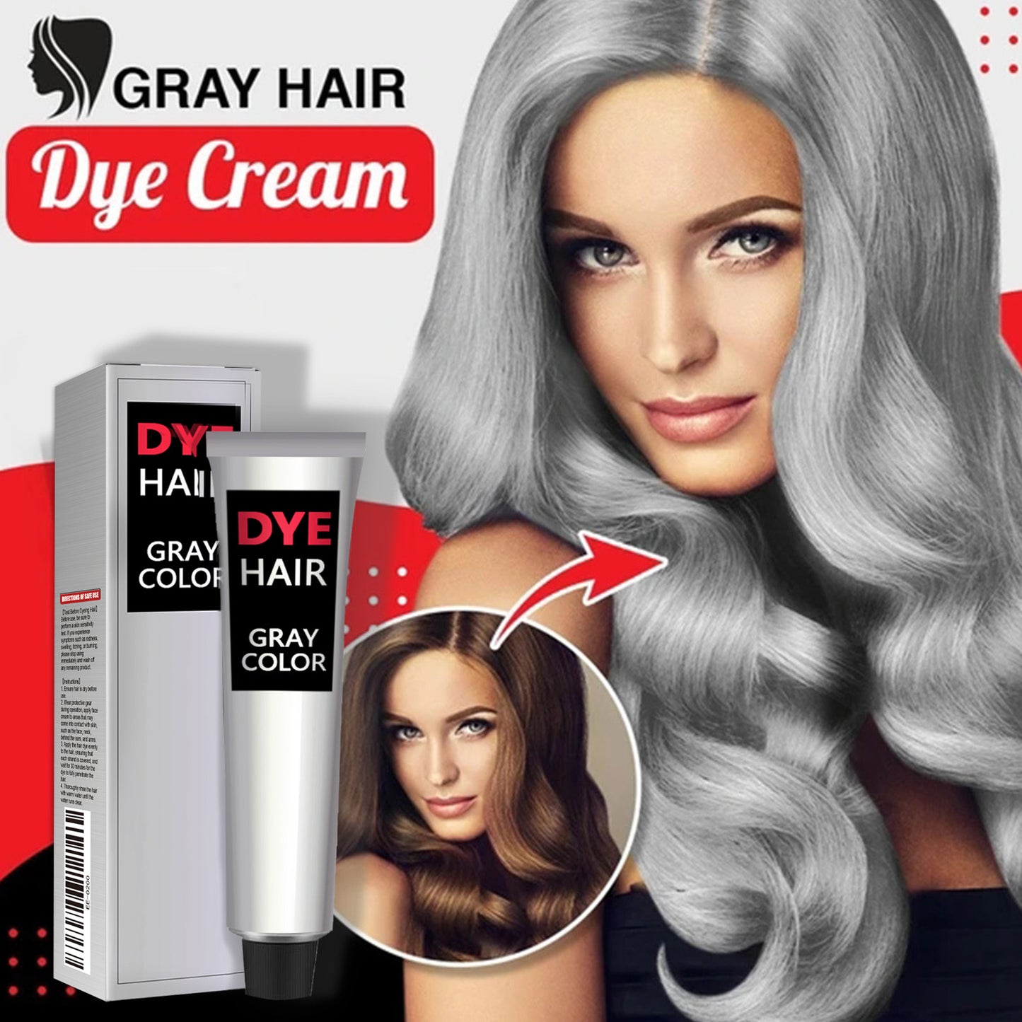 EELHOE Hairdressing Agent Granny Grey Hair Hairdressing Agent Trend Hairdressing Cream Easy to Color Hair Care Durable Gentle and No Hair Injury