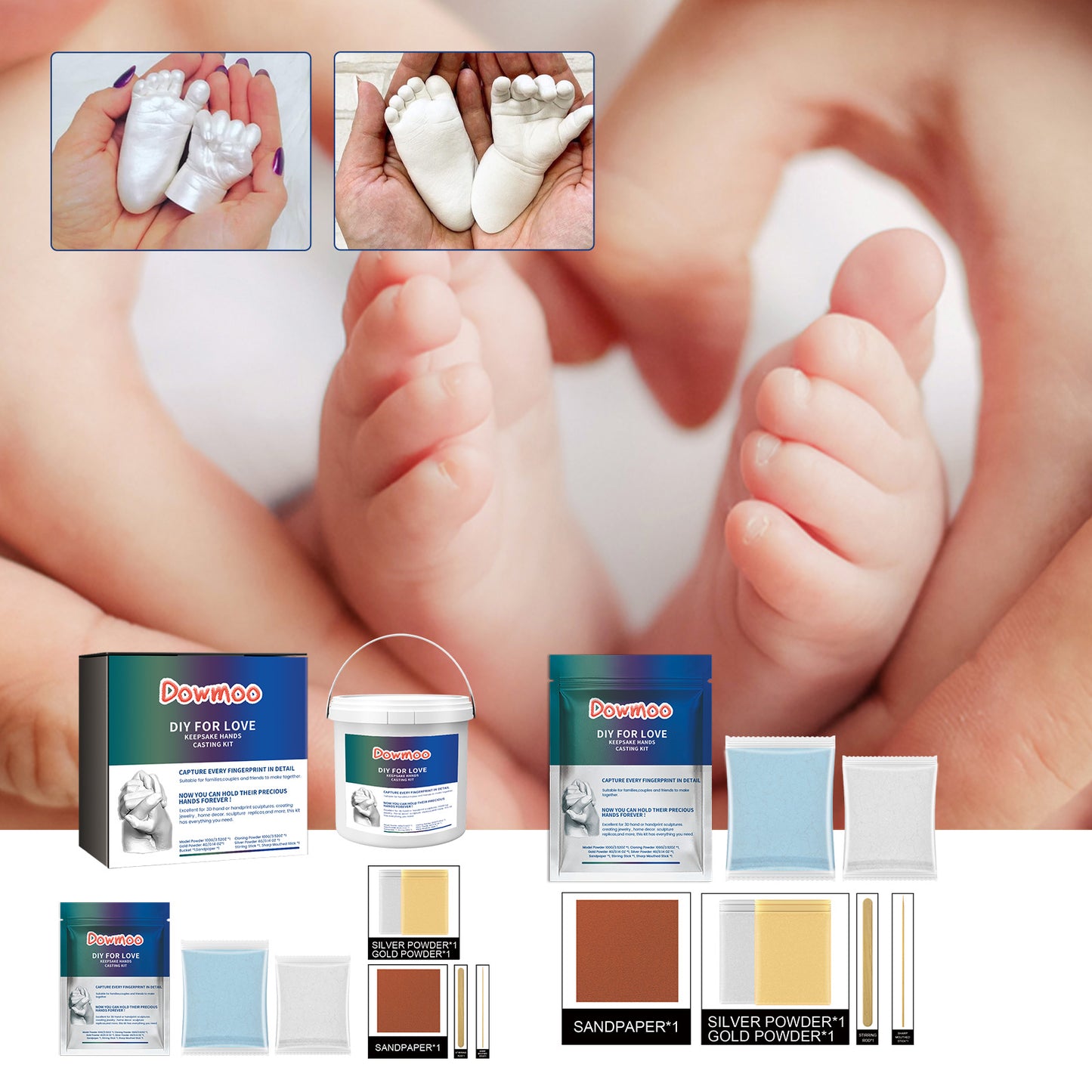 DOWMOO couple hand mask diy hand model homemade holiday gift hand foot inkpad plaster memorial crafts