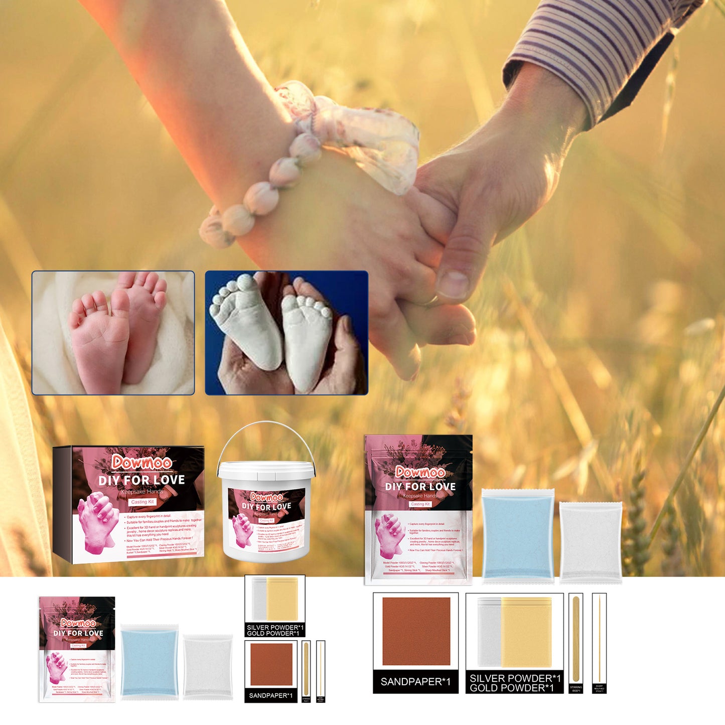 DOWMOO couple hand film diy hand model clone powder model powder 3D three-dimensional hand foot film craft souvenir