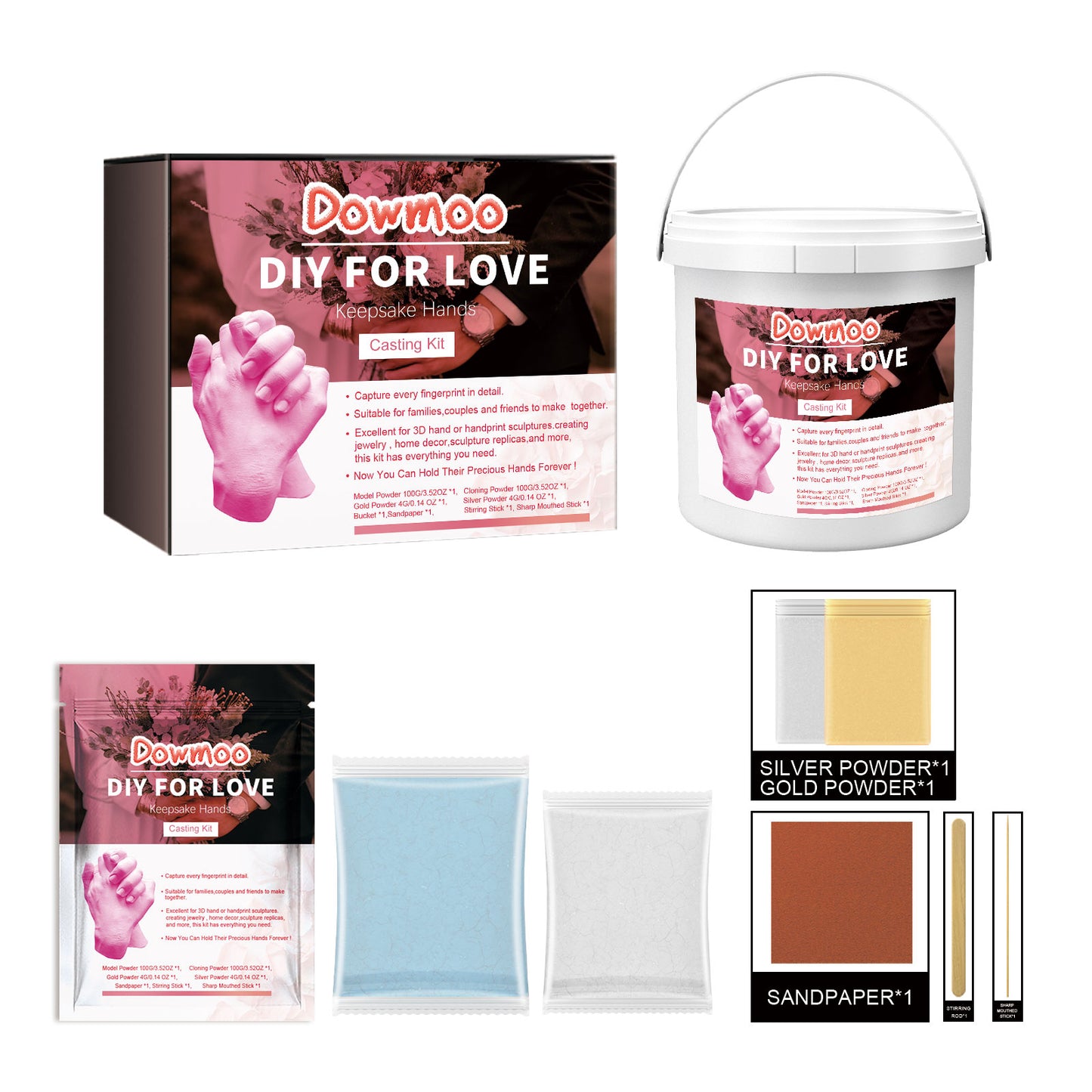 DOWMOO couple hand film diy hand model clone powder model powder 3D three-dimensional hand foot film craft souvenir