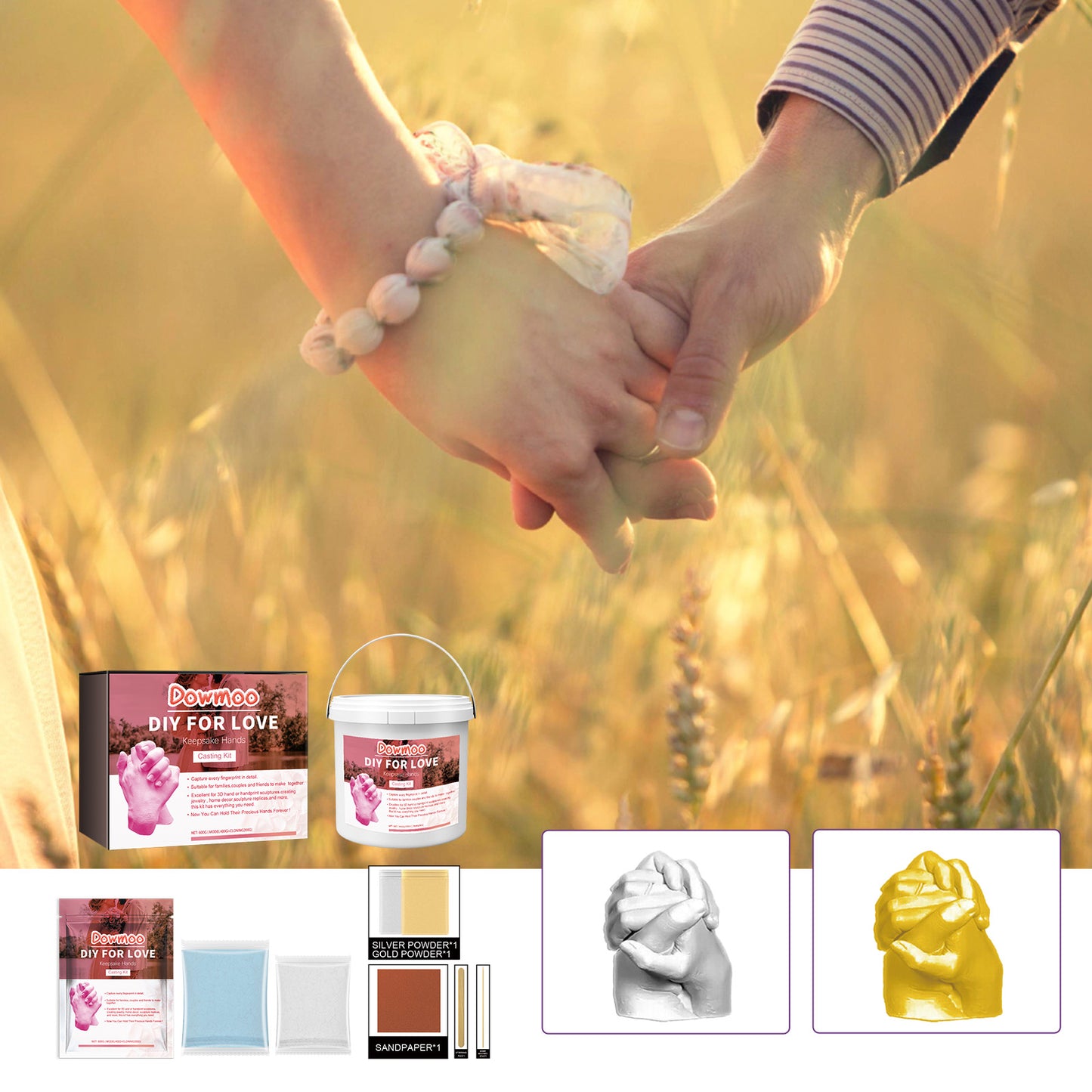 Dowmoon Couple Hand Model DIY Hand Model Hand and Foot Model Cloning Self-made Commemorative Handmade Inkpad Gypsum Powder