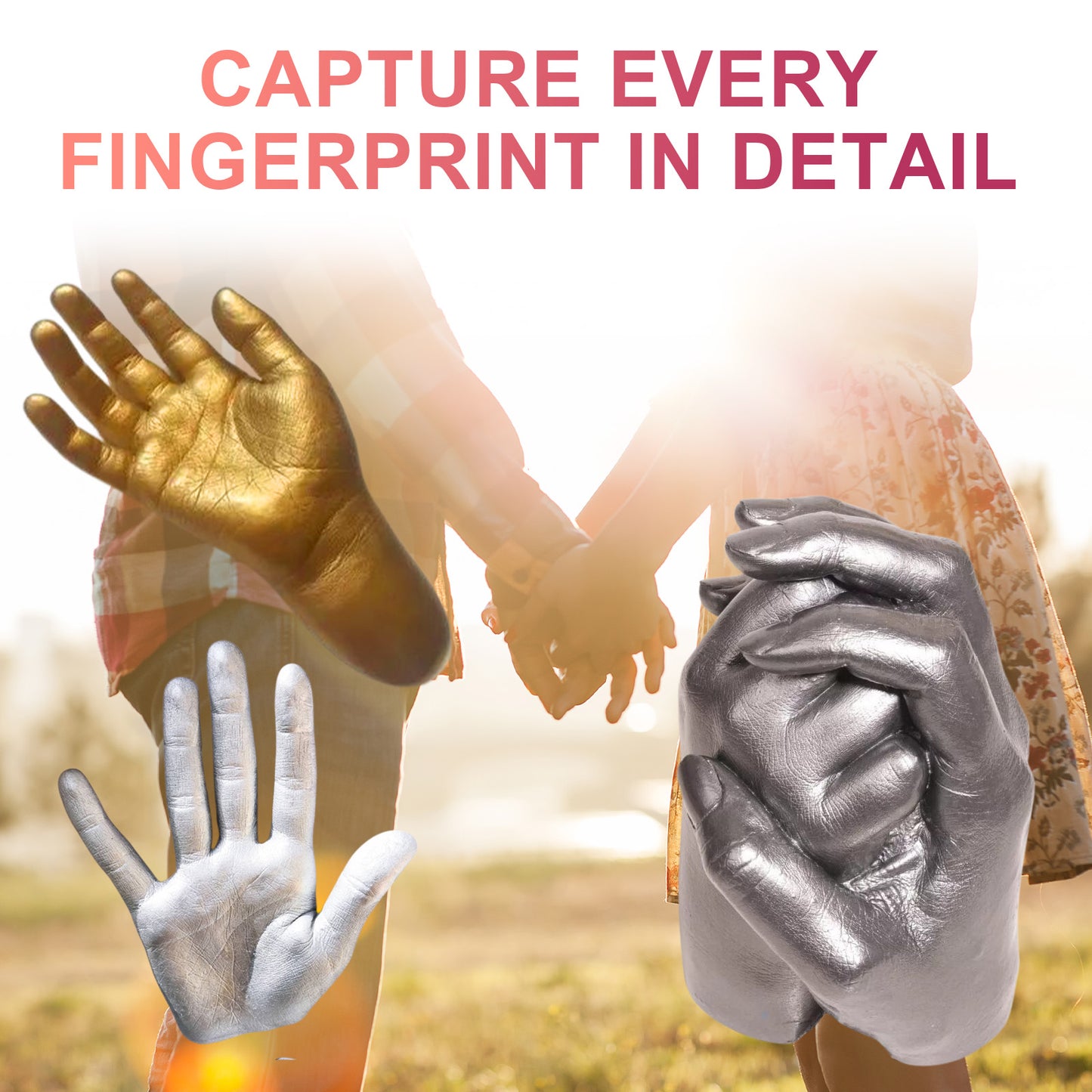 Dowmoo Couple Hand Model Clone Powder Valentine's Day DIY Gift 3D Hand Model Crafts Creative Home Decoration