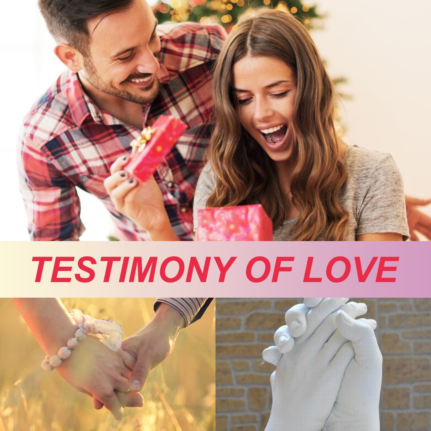Dowmoo Couple Hand Model Clone Powder Valentine's Day DIY Gift 3D Hand Model Crafts Creative Home Decoration