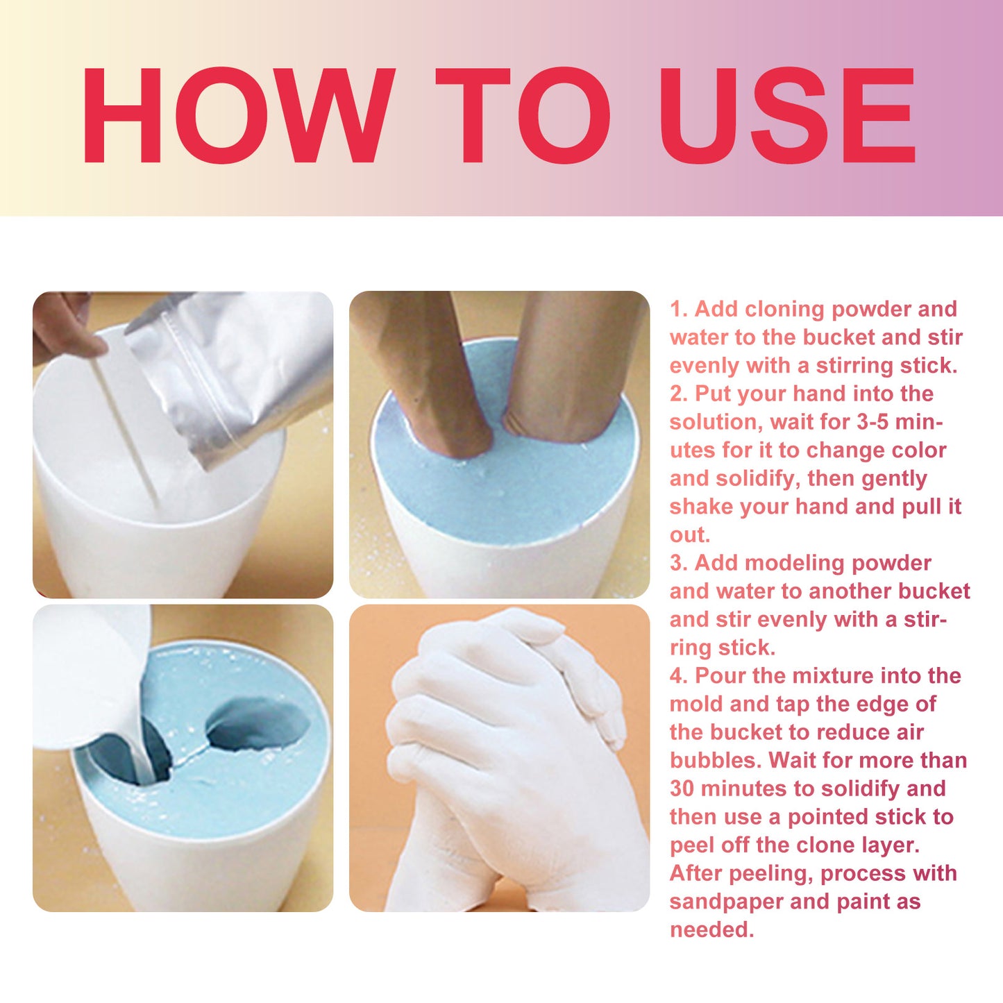 Dowmoo Couple Hand Model Clone Powder Valentine's Day DIY Gift 3D Hand Model Crafts Creative Home Decoration