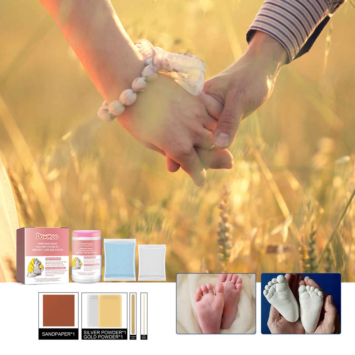 Dowmoon Couple Infant Hand and Foot Model Powder Homemade Three-dimensional Plaster Model DIY Handmade Craft Gifts