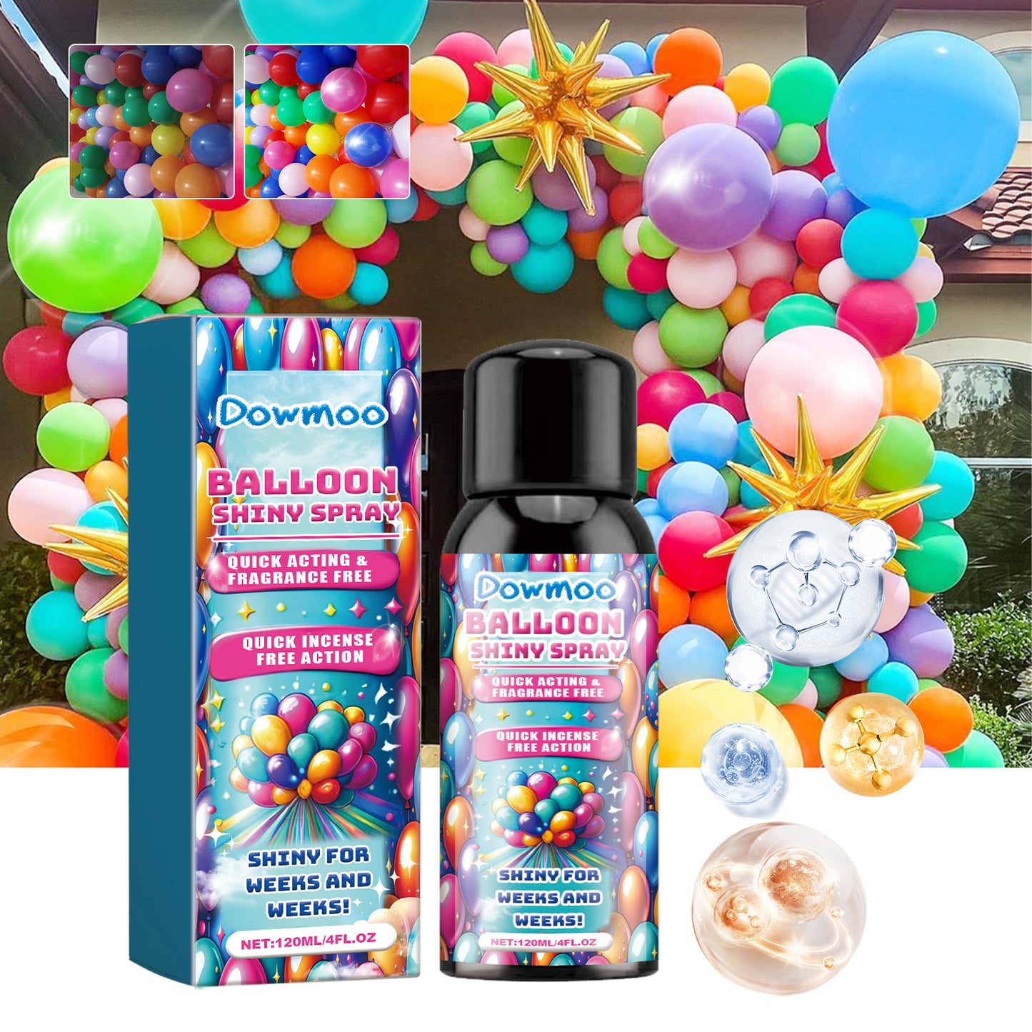 Dowmoo balloon-enhanced brightener keeps balloon surface texture luster durable non-oxidizing scene decoration
