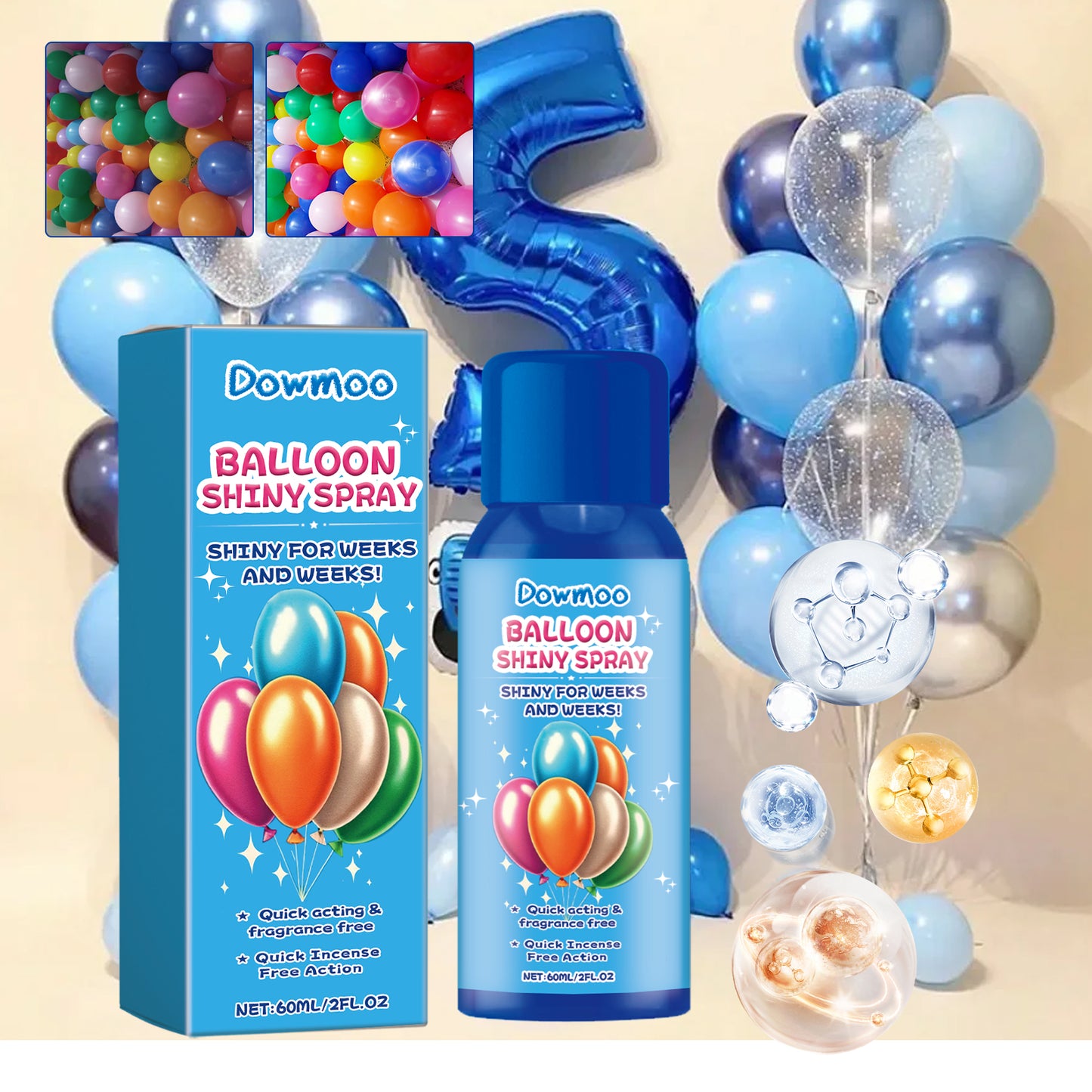 Dowmoon balloon enhanced brightener to improve the appearance of balloon gloss anti-oxidation no odor portable spray