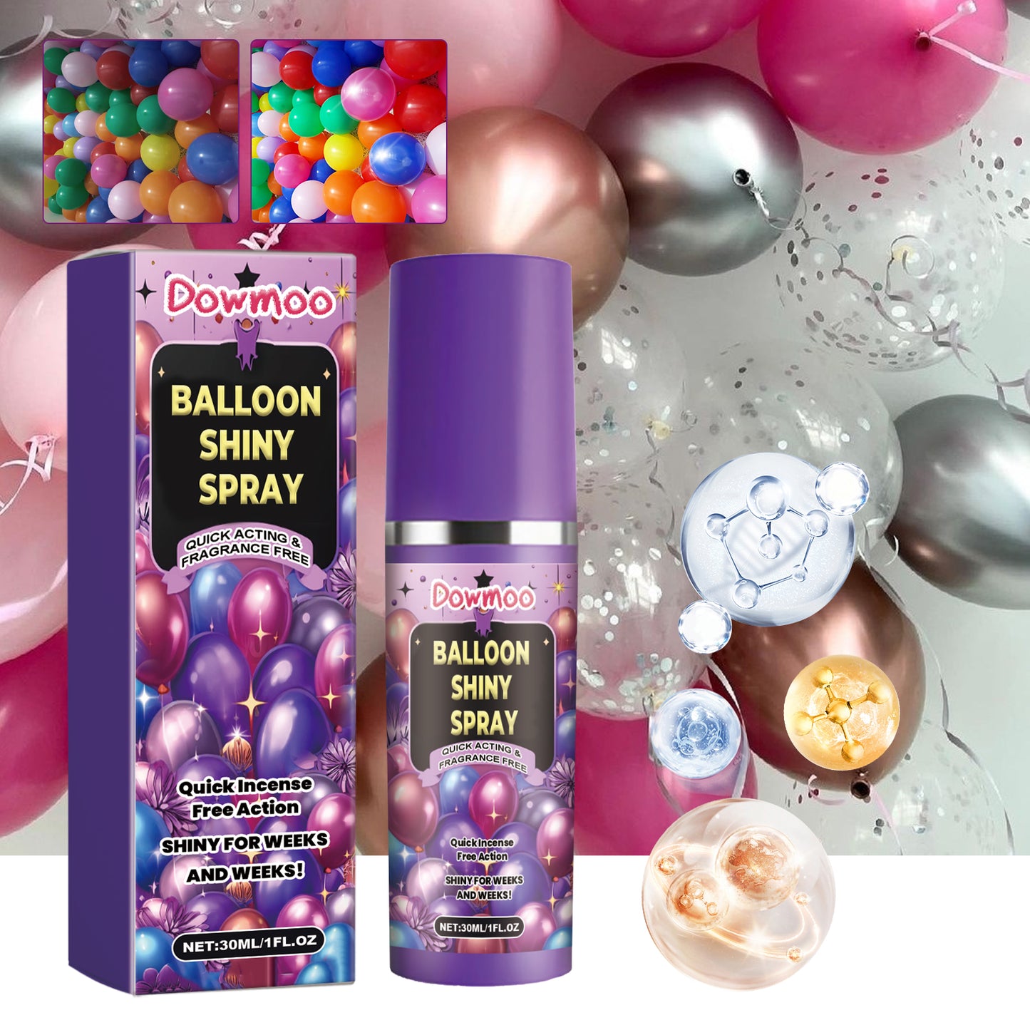 Dowmoo Balloon Atmosphere Gloss Spray Balloon Surface TexTIVE Gloss Anti-Oxidation Lasting Shiny Spray