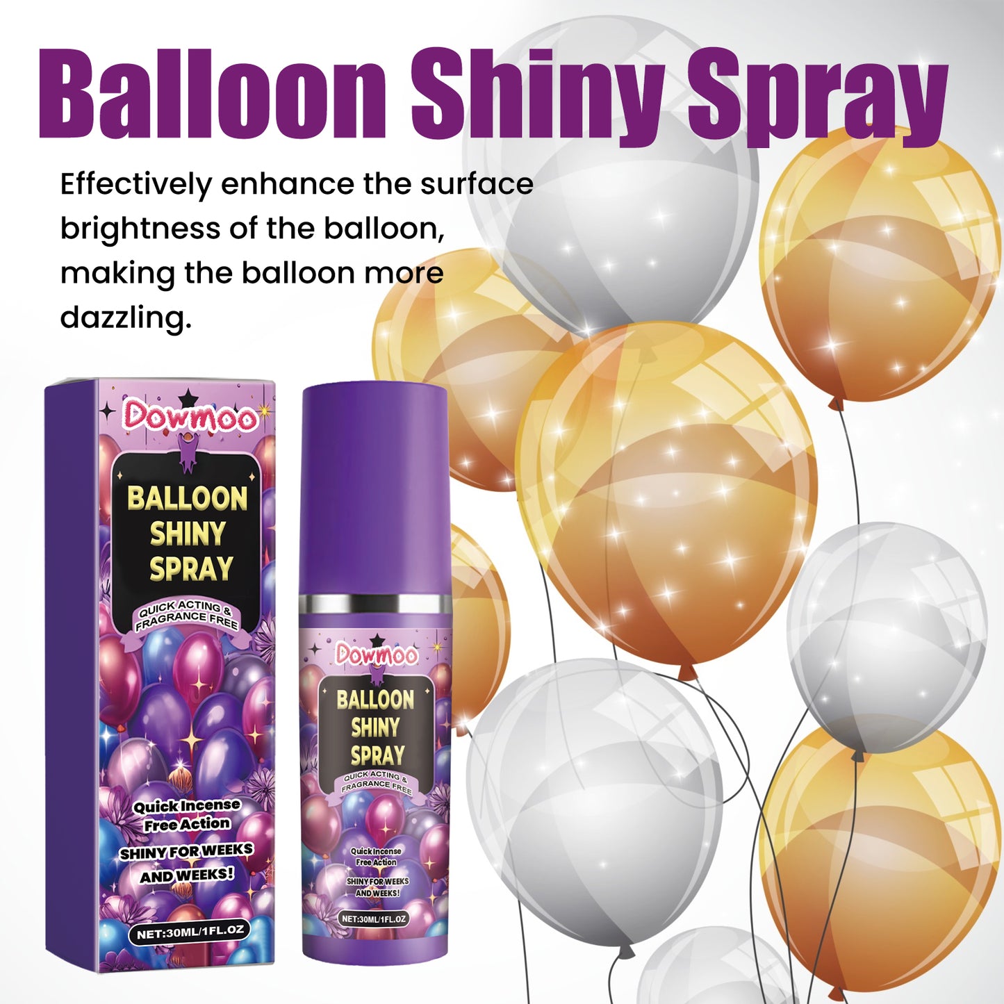Dowmoo Balloon Atmosphere Gloss Spray Balloon Surface TexTIVE Gloss Anti-Oxidation Lasting Shiny Spray