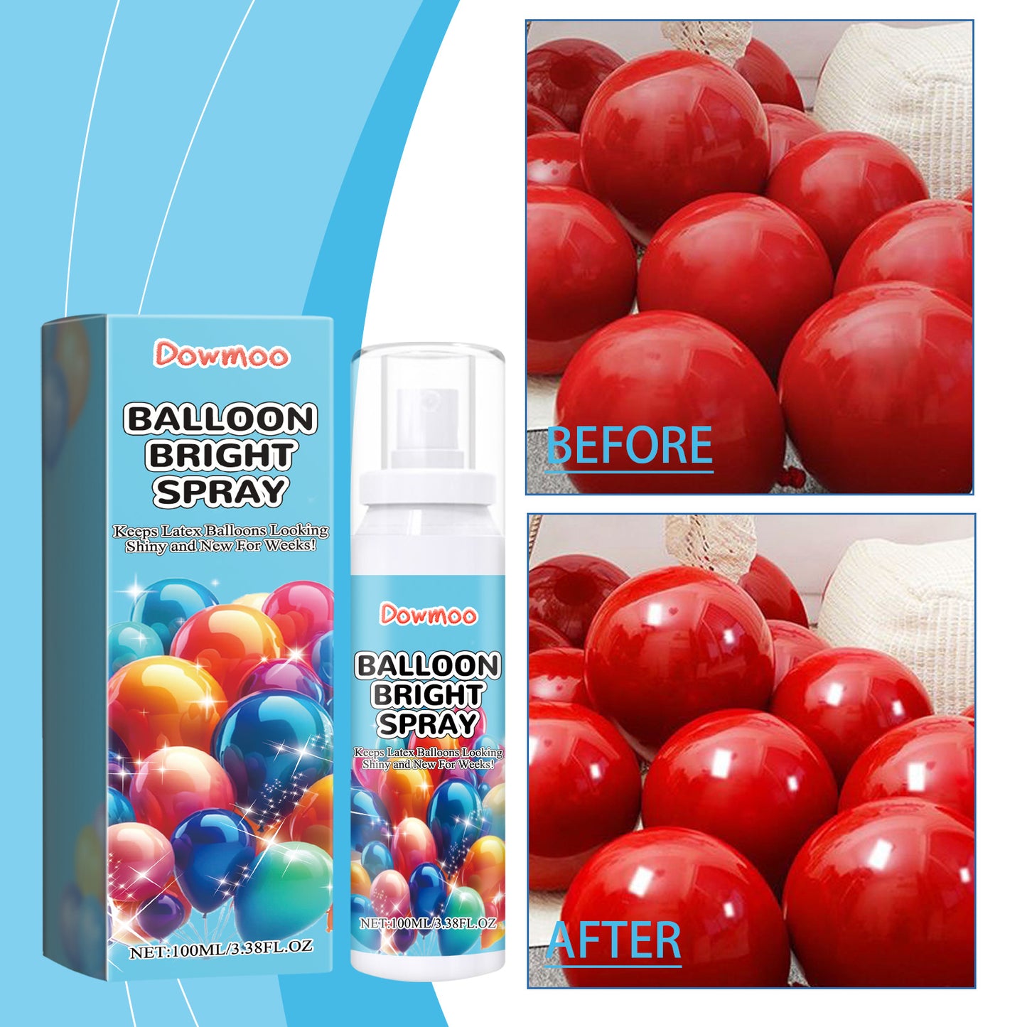 Dowmoo Balloon High Gloss Spray Anti-Oxidation Keep Balloon Appearance Brilliant Enhance Gloss Scene Decoration
