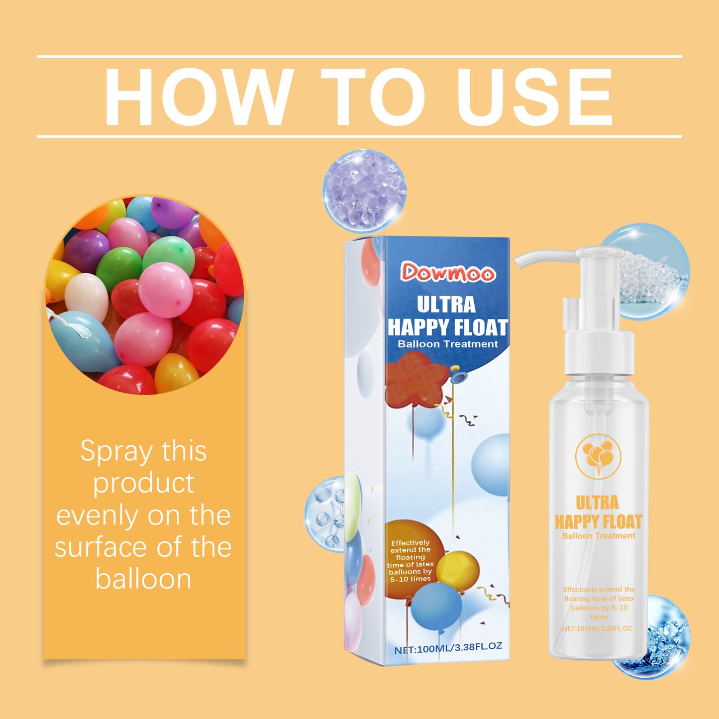 Dowmoo nitrogen balloon hanging protection liquid stable floating air more beautiful suitable for various occasions