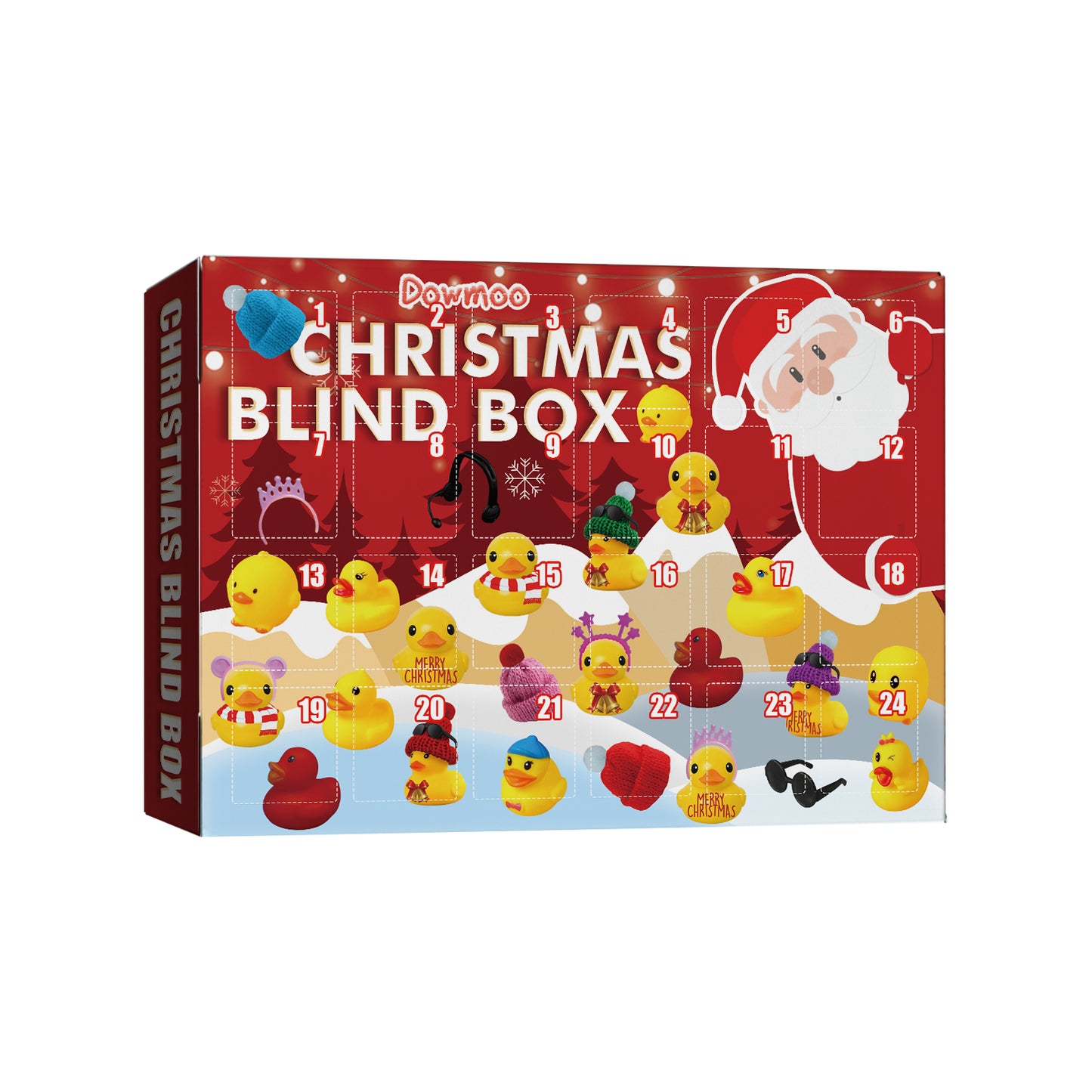 Dowmoo Christmas Rubber Yellow Duck Advent Calendar 24 Box Cartoon Gift Little Duck Blind Box