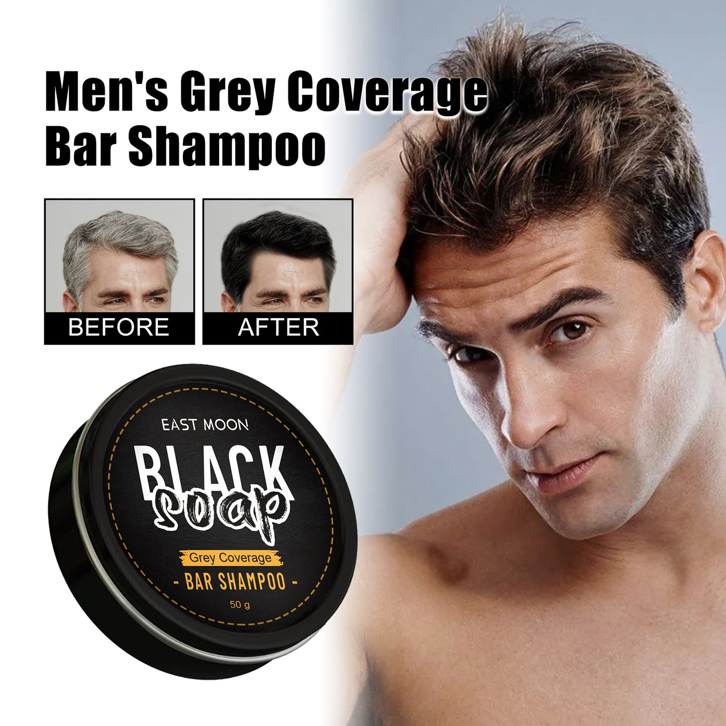 East Moon Men's Shampoo Soap Cleansing Hair Nutrition Moisturizing Black Hair Brightening Hair Care Men's Shampoo Soap