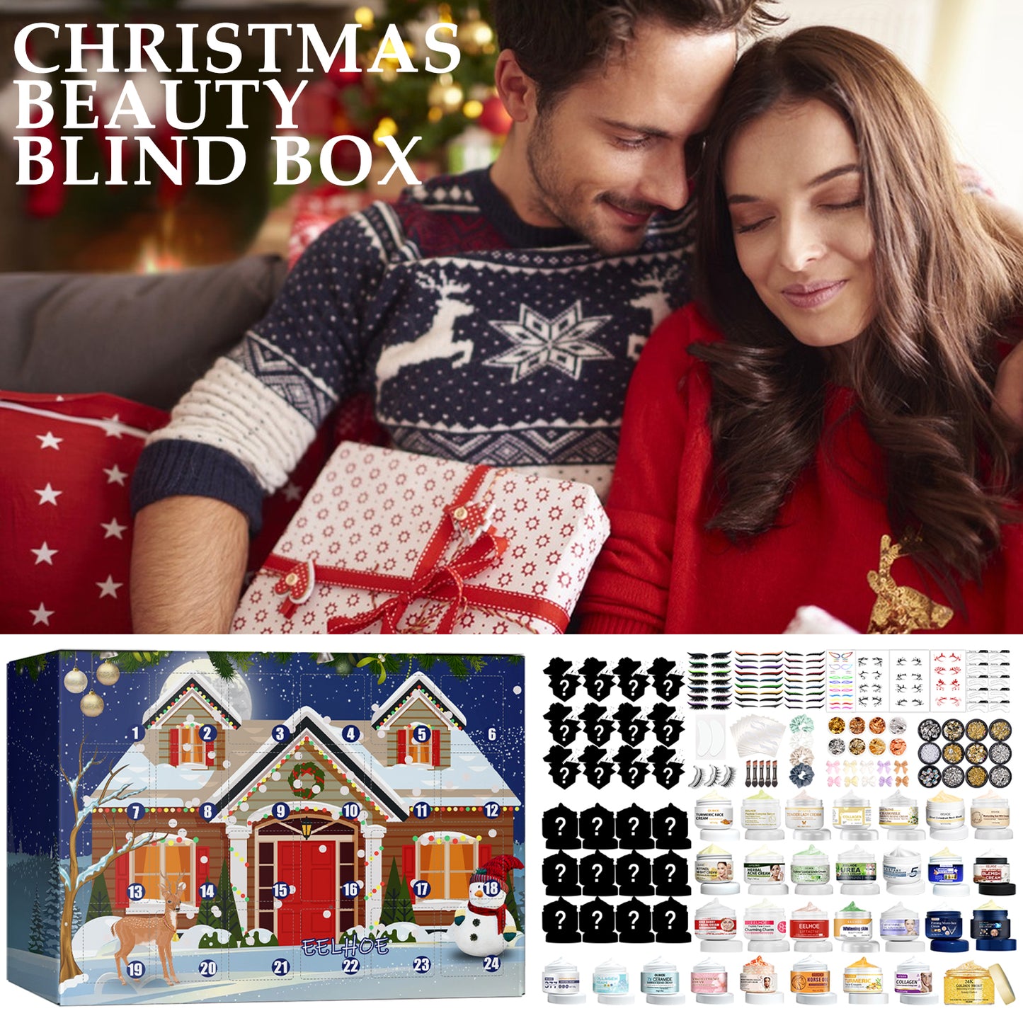 EELHOE Christmas Cream Blind Box Surprise 24 Countdown Blind Box Hydrating Moisturizing Skin Care Products