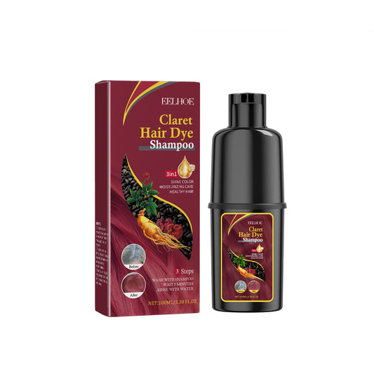 EELHOE Black Hair Dye Shampoo (wine red) Gentle No Irritation Moisturizing Scalp Easy Color Change Hair Shampoo