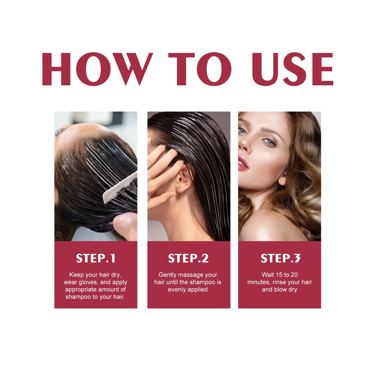 EELHOE Black Hair Dye Shampoo (wine red) Gentle No Irritation Moisturizing Scalp Easy Color Change Hair Shampoo