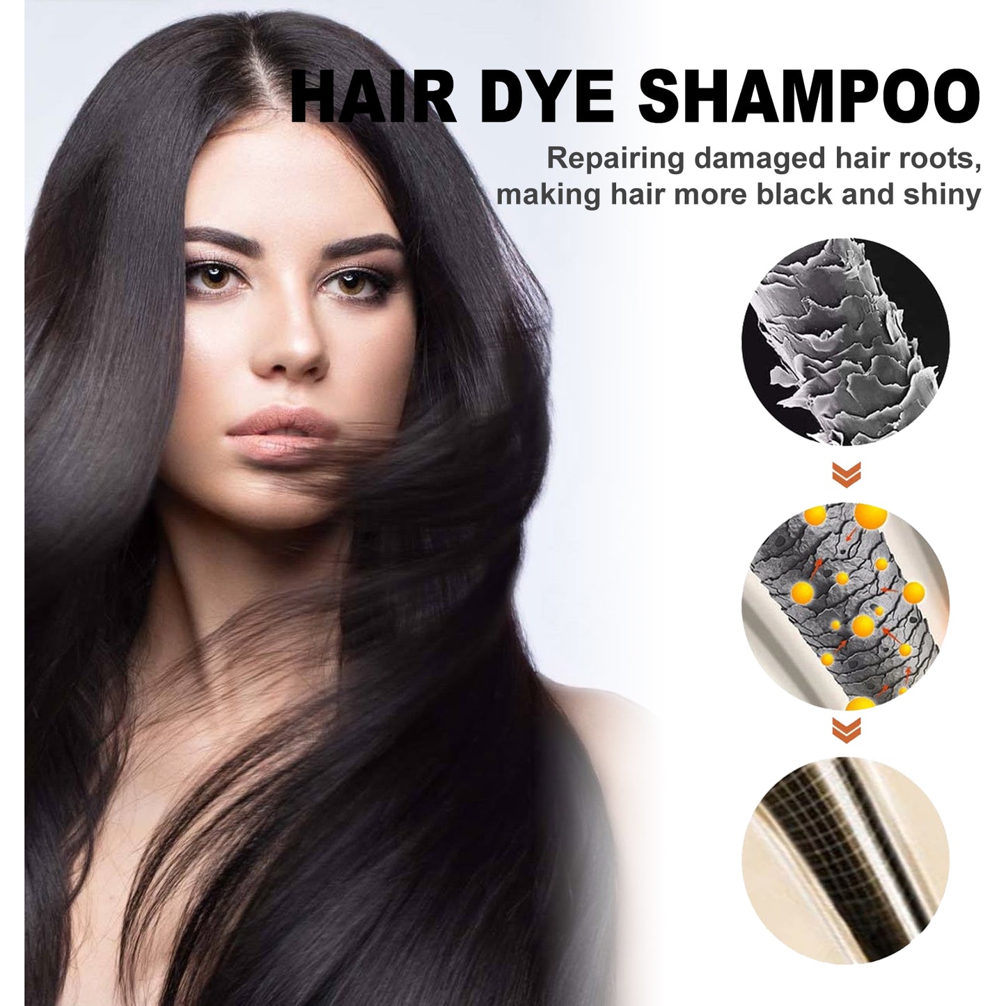 EELHOE White to Black Shampoo (Black) Polygonum Multiflorum Essence Huarun Nourishing Clean Repair Black Soft Hair Shampoo