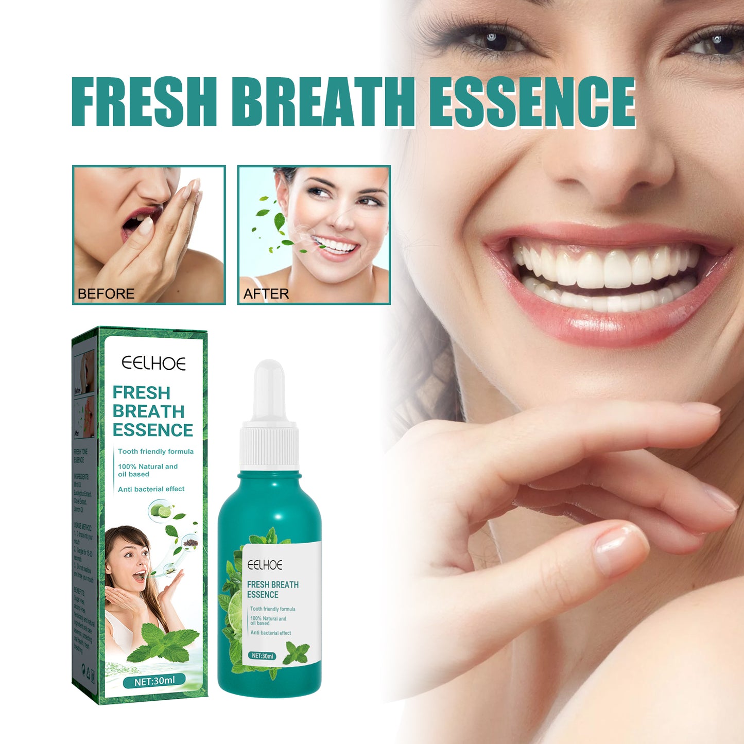 EELHOE Fresh Breath Essence Clean Odor Fresh Breath Mint Fragrance Essence