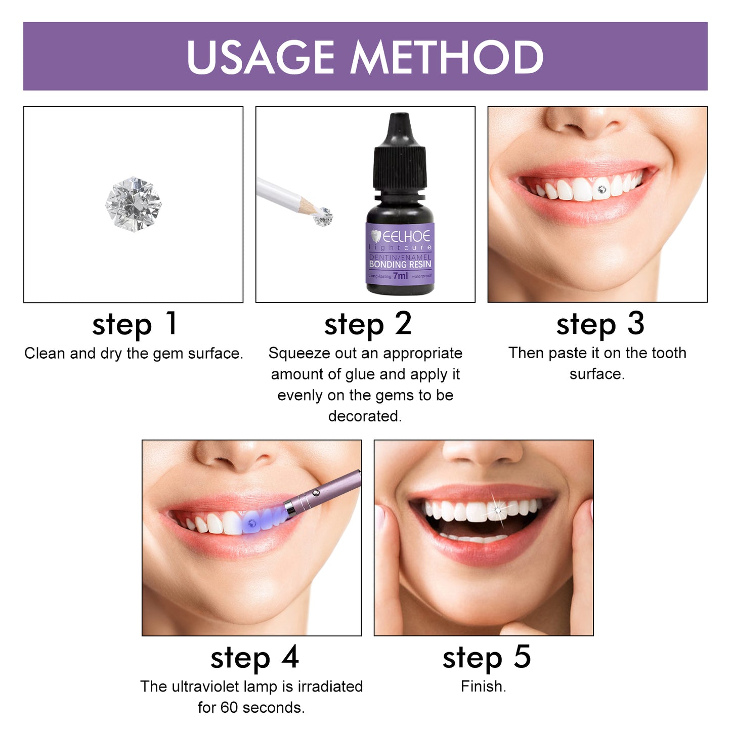 EELHOE Tooth Gem Decoration Glue DIY Fashion Jewelry Bonding Tooth Gem Light Curing Glue