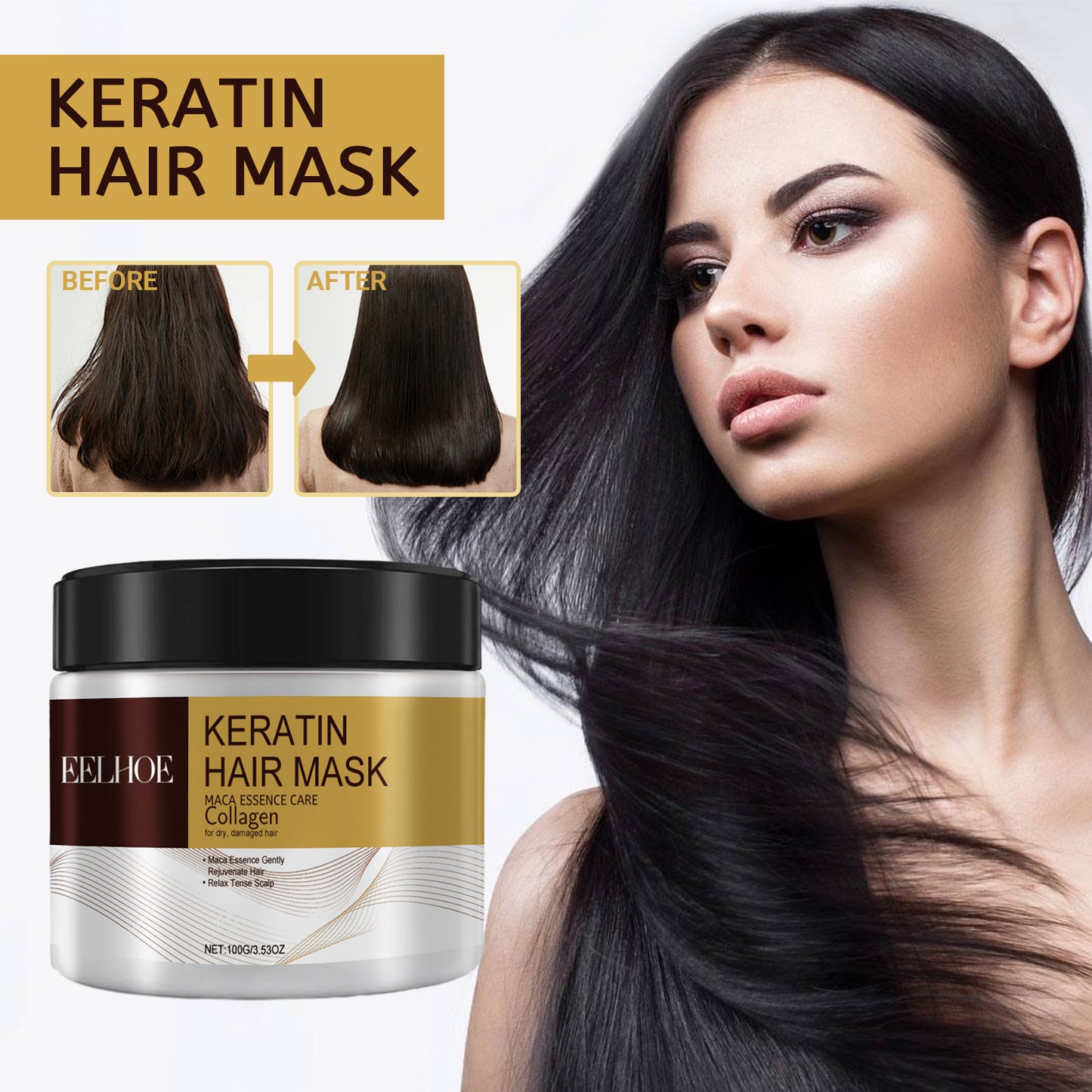 EELHOE Repair Moisturizing Hair Mask Deep Moisturizing Repair Damaged Hair Dry Split Knot Hair Care Mask