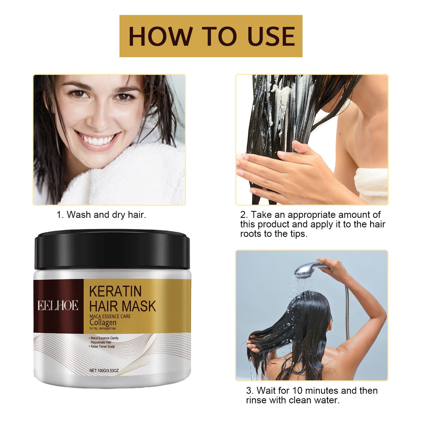 EELHOE Repair Moisturizing Hair Mask Deep Moisturizing Repair Damaged Hair Dry Split Knot Hair Care Mask