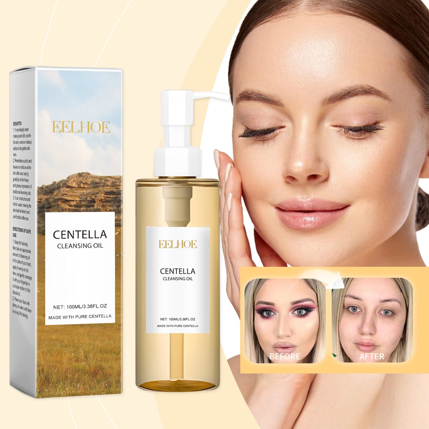 EELHOE Centella Lightweight Makeup Remover Refreshing Gentle Cleansing Face and Lip Makeup Remover Eye and Lip Makeup Remover