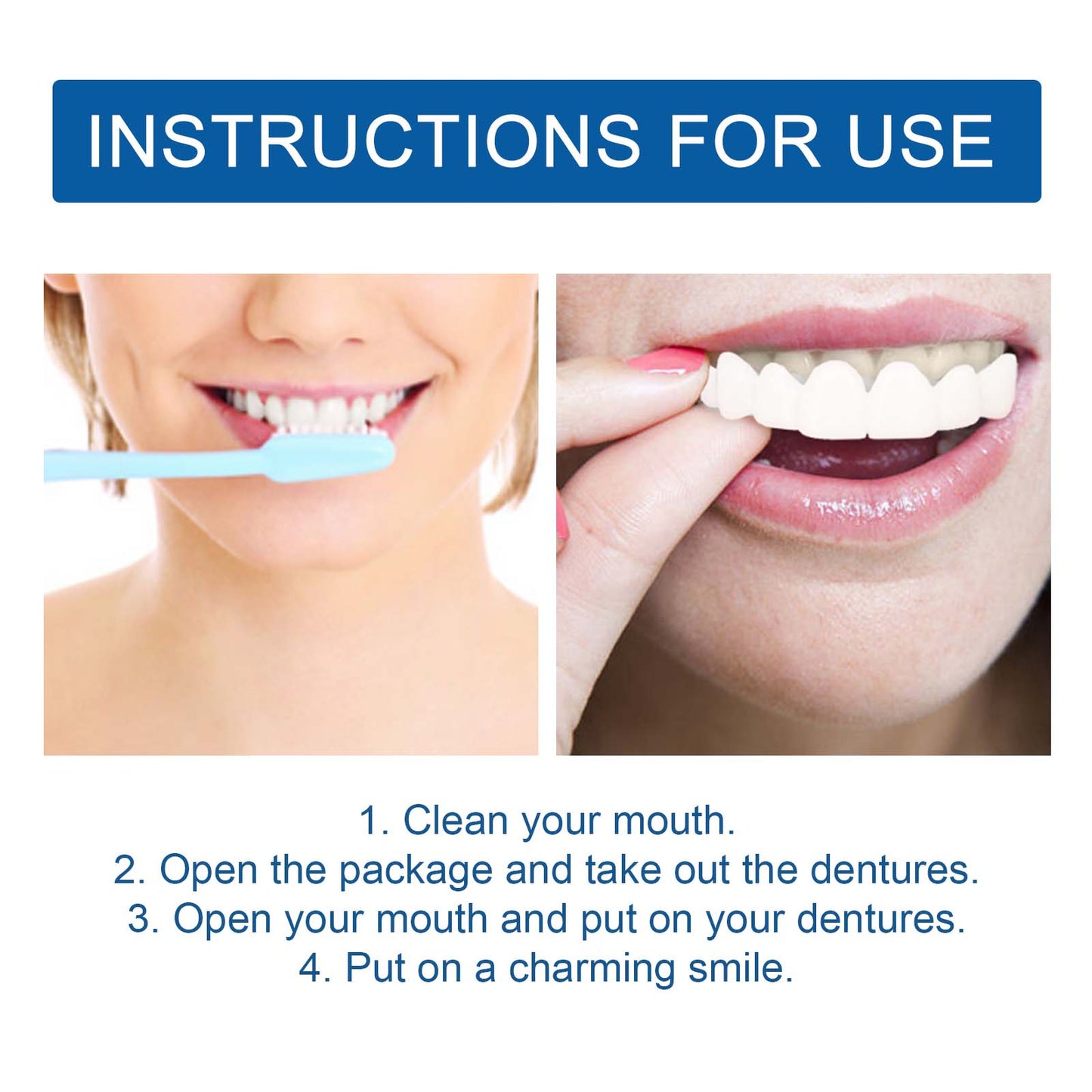 EELHOE adjustable snap-on denture modification teeth gap filling braces orthodontic denture kit