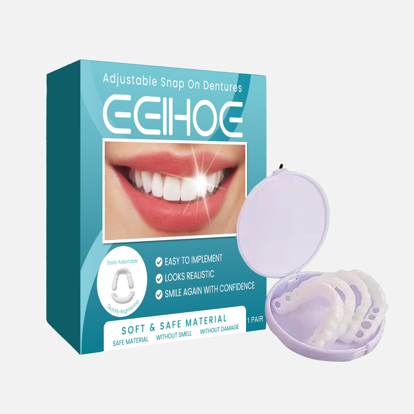 EELHOE adjustable snap-on denture temporary filling tooth gap filling orthodontic denture kit
