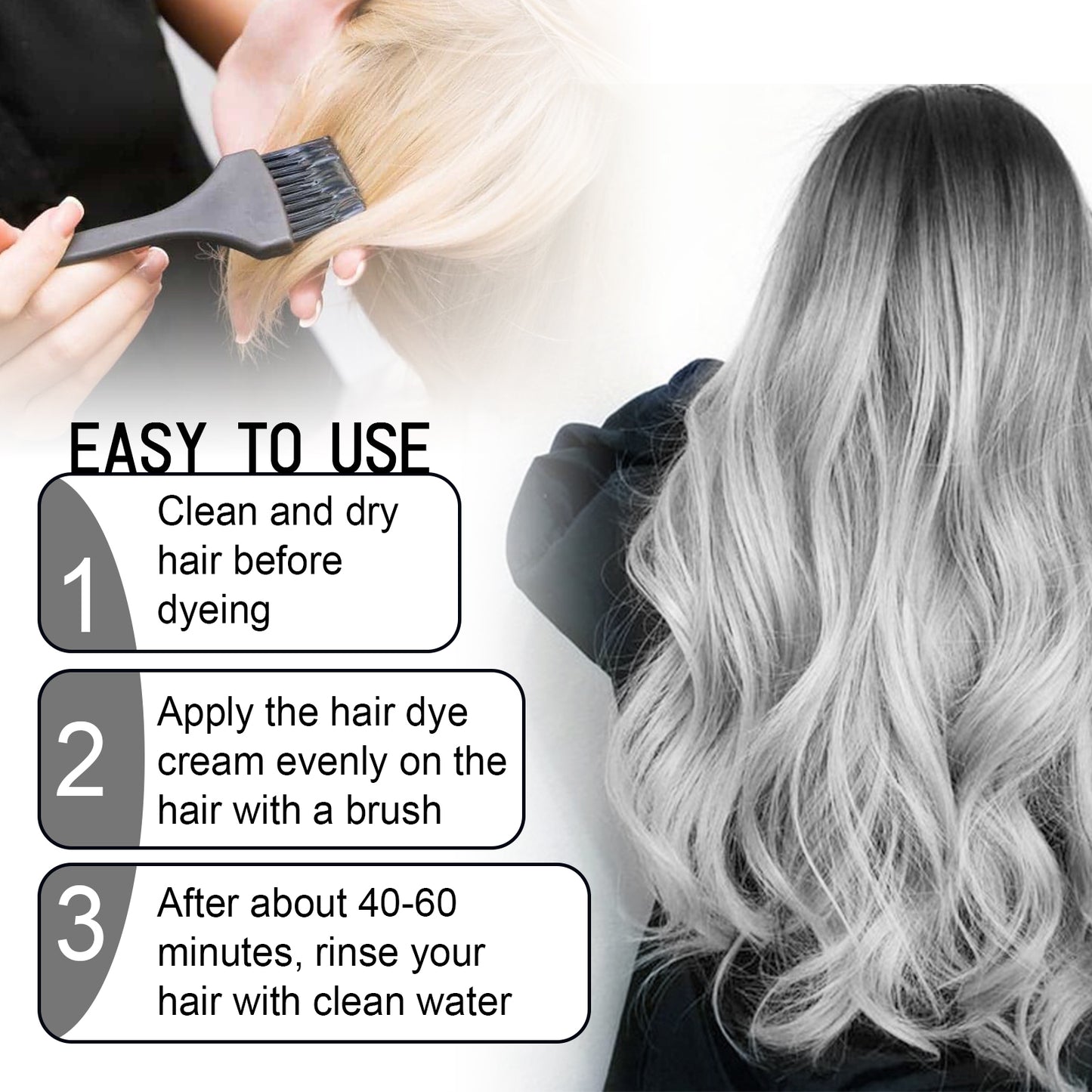 EELHOE gray hair cream natural hair color durable hair easy to color easy to clean