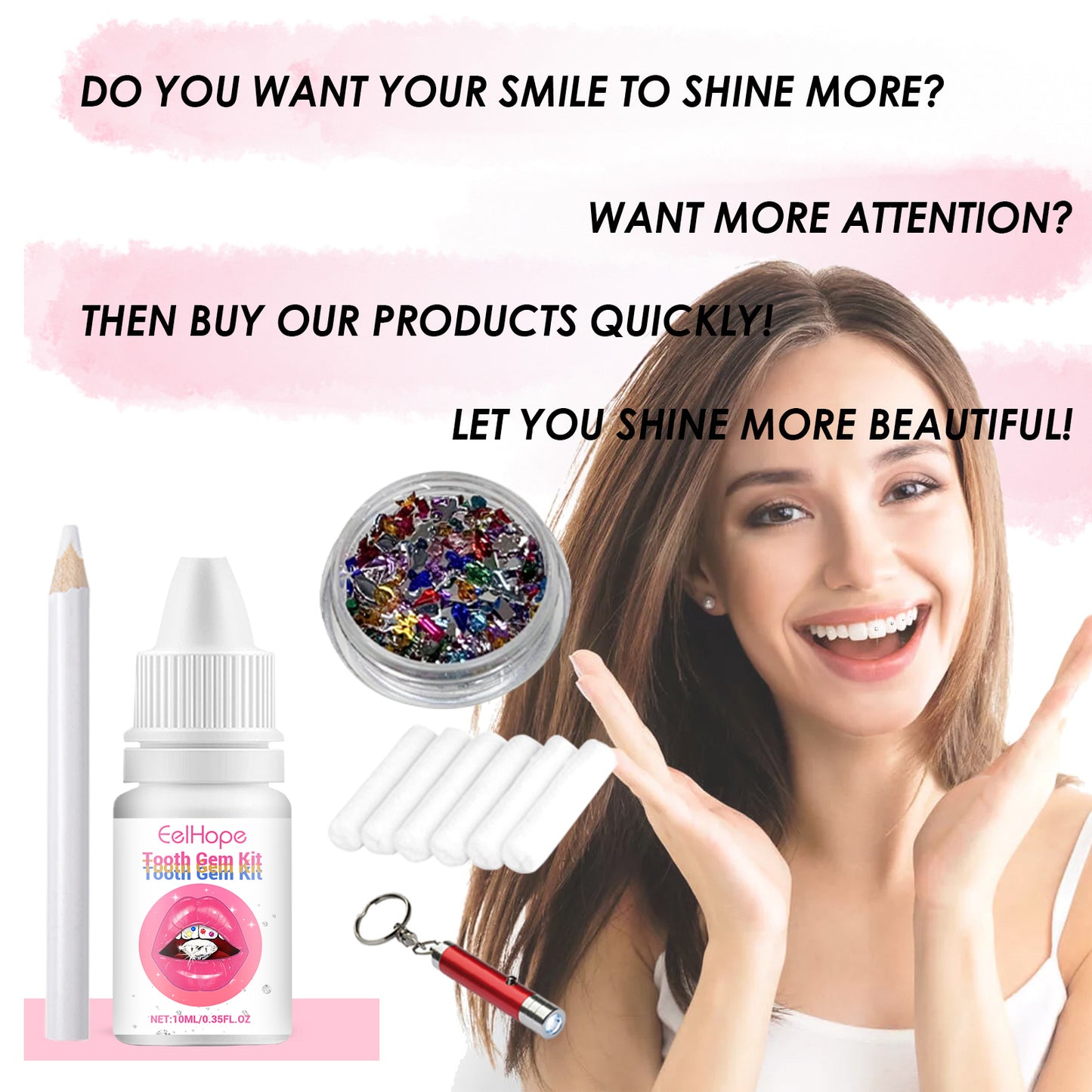 Eelhope DIY Teeth Gem Kit European and American Style Hip Hop Style Teeth Diamond Jewelry DIY Dental Drill suit