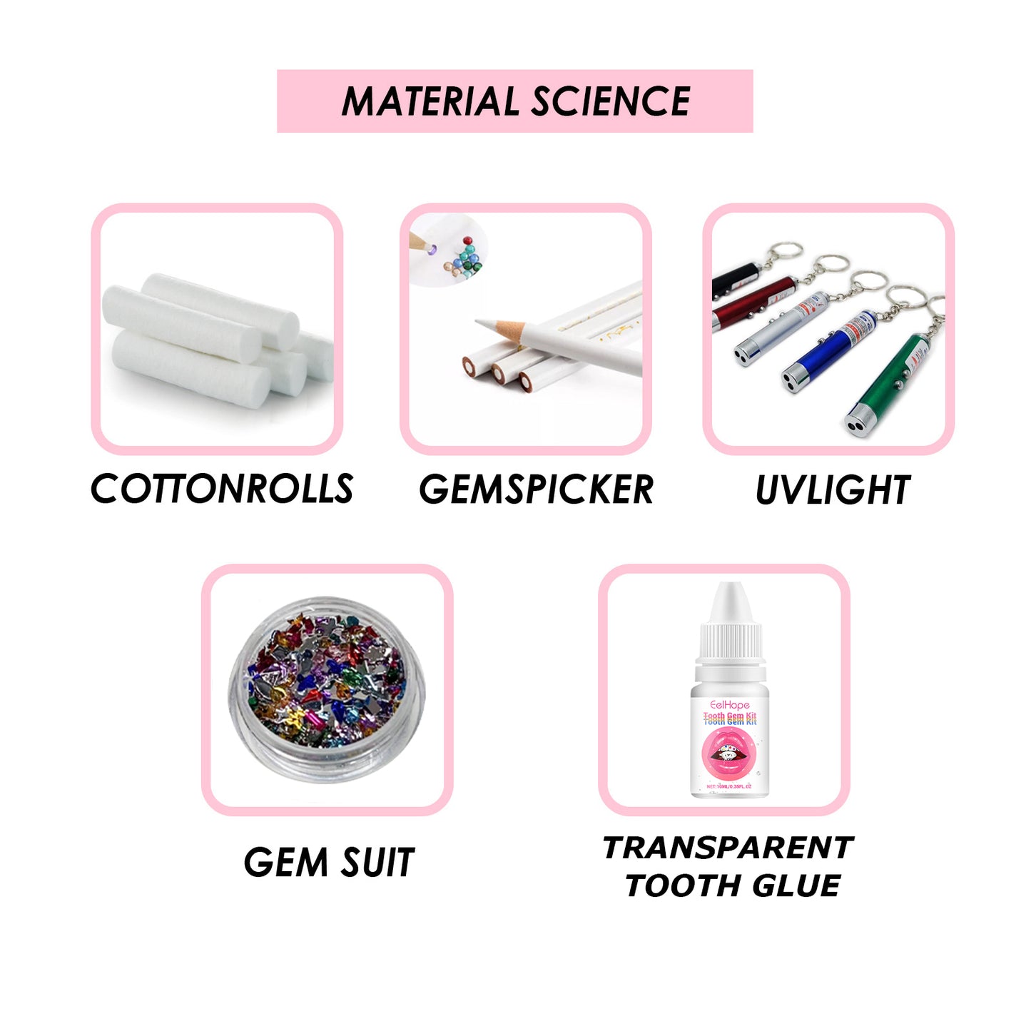 Eelhope DIY Teeth Gem Kit European and American Style Hip Hop Style Teeth Diamond Jewelry DIY Dental Drill suit