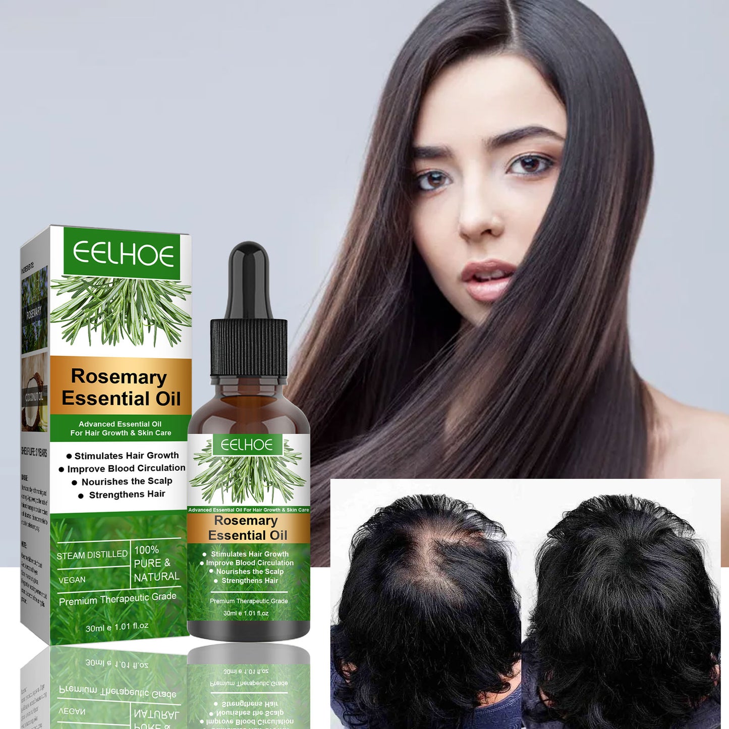 EELHOE Rosemary Hair Care Essential Oil Gentle Care Scalp Soft Gloss Natural Fluffy Hair Care Essential Oil