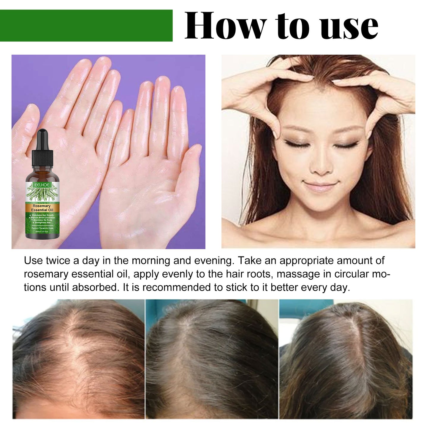 EELHOE Rosemary Hair Care Essential Oil Gentle Care Scalp Soft Gloss Natural Fluffy Hair Care Essential Oil