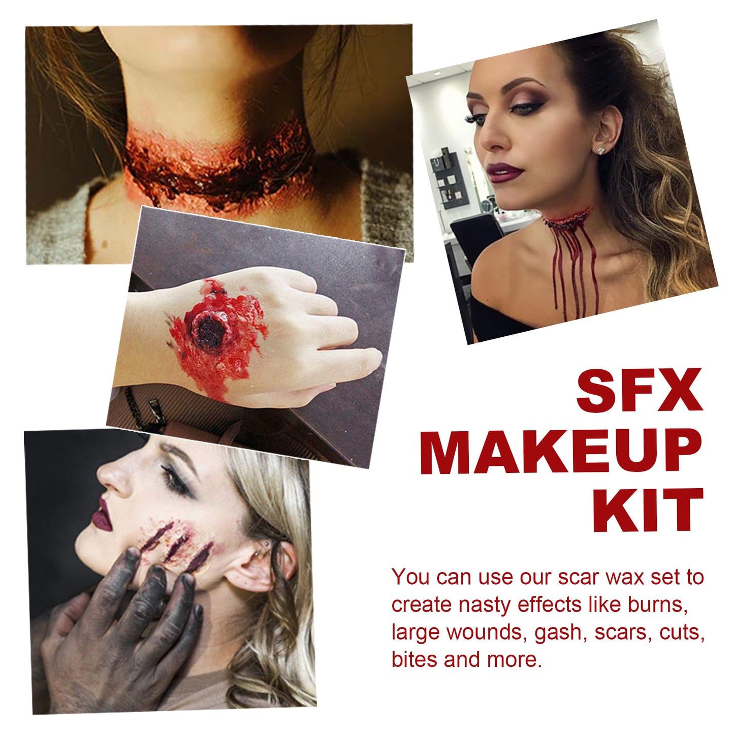 EELHOE Halloween Skin Wax Plasma Makeup suit Makeup Props Scar Makeup Horror Atmosphere Party Makeup suit