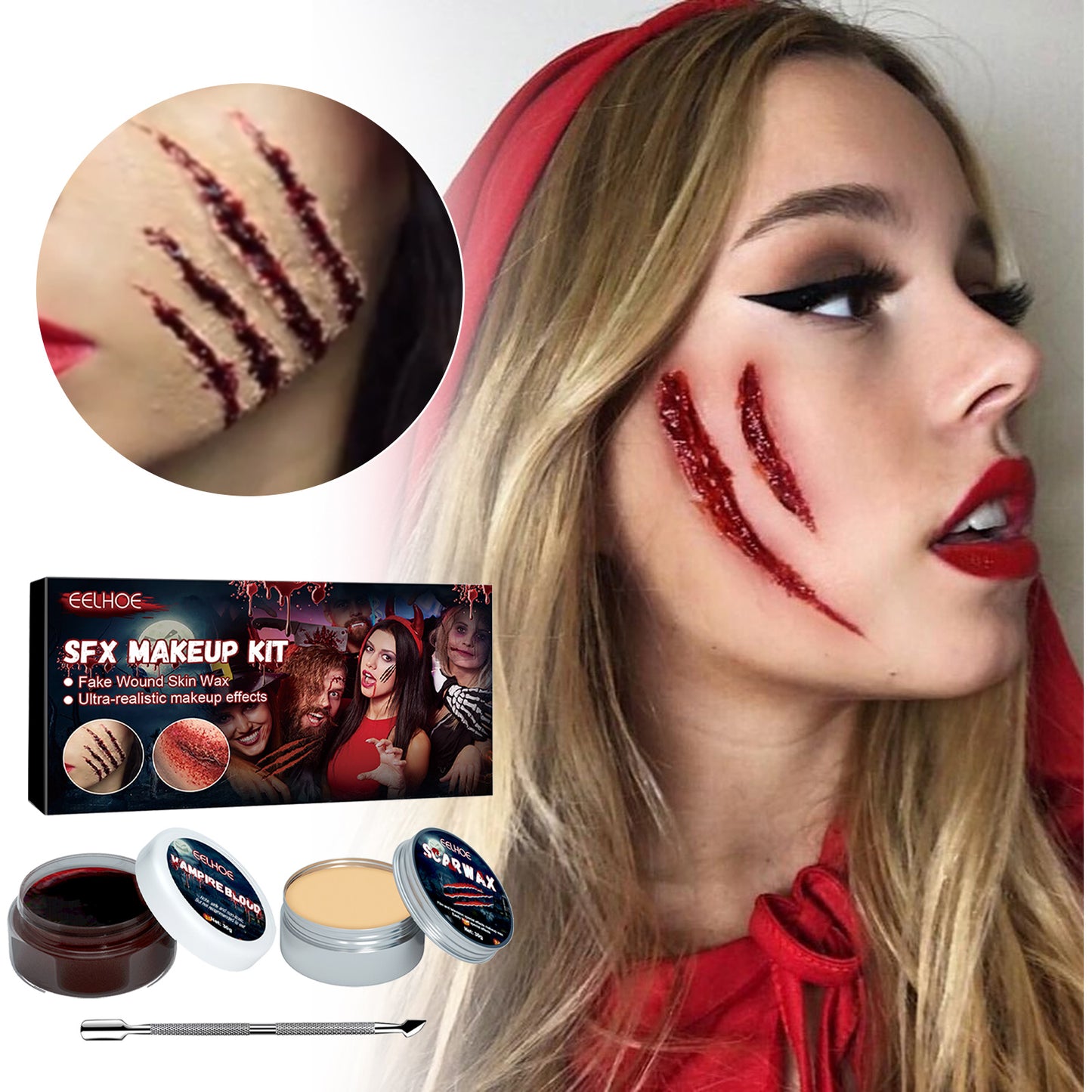 EELHOE Halloween Skin Wax Plasma Makeup suit Makeup Props Scar Makeup Horror Atmosphere Party Makeup suit