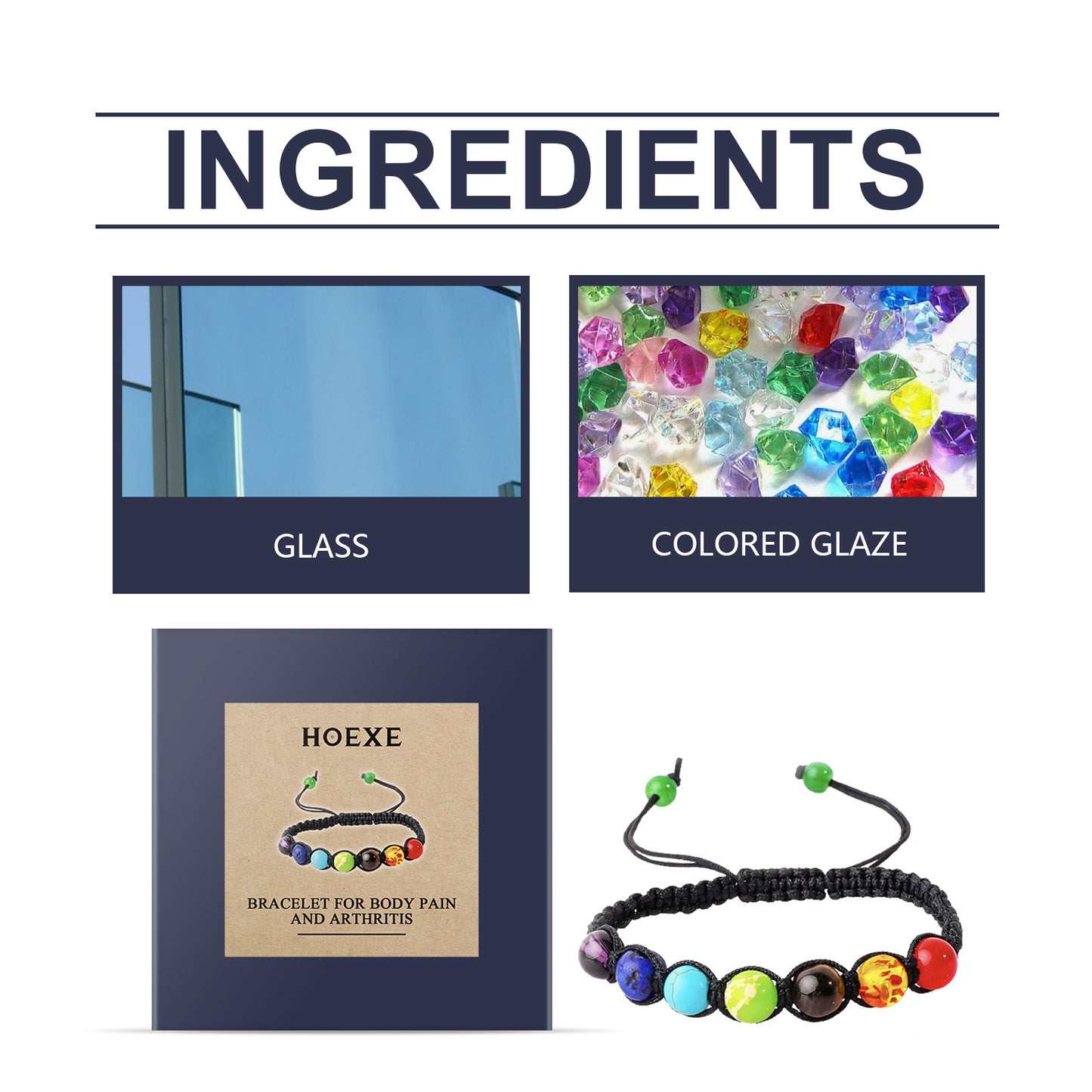 Hoexe Bracelet Simple Jewelry with Glass Bead Wheel Yoga Portable Accessories Beaded Bracelet