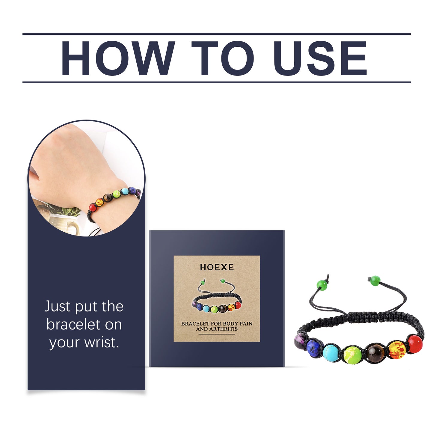 Hoexe Bracelet Simple Jewelry with Glass Bead Wheel Yoga Portable Accessories Beaded Bracelet