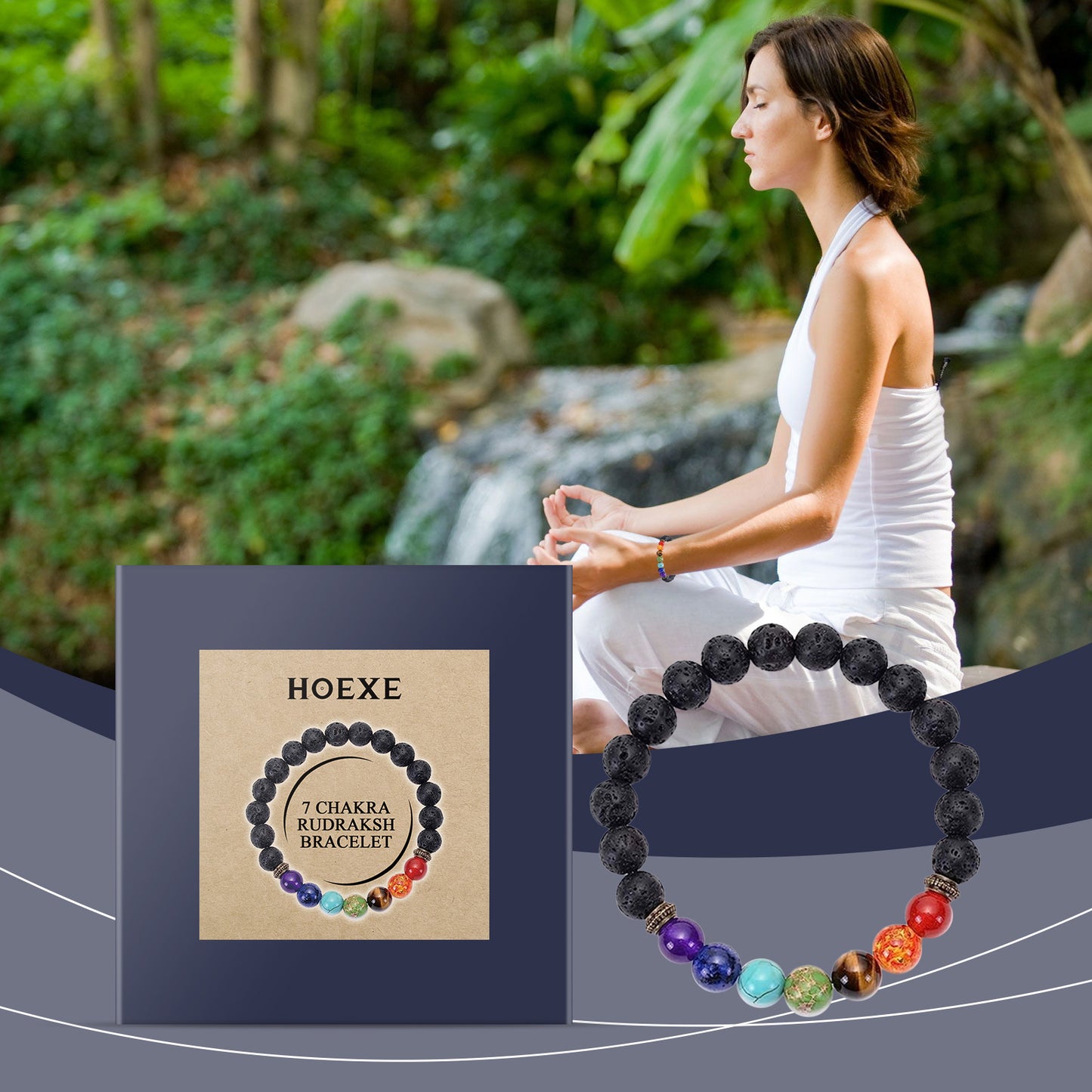 Hoexe Colorful Volcanic Stone Bracelet Jewelry Beads Bracelet Colorful Volcanic Stone Bracelet Adjustable Woven Beads