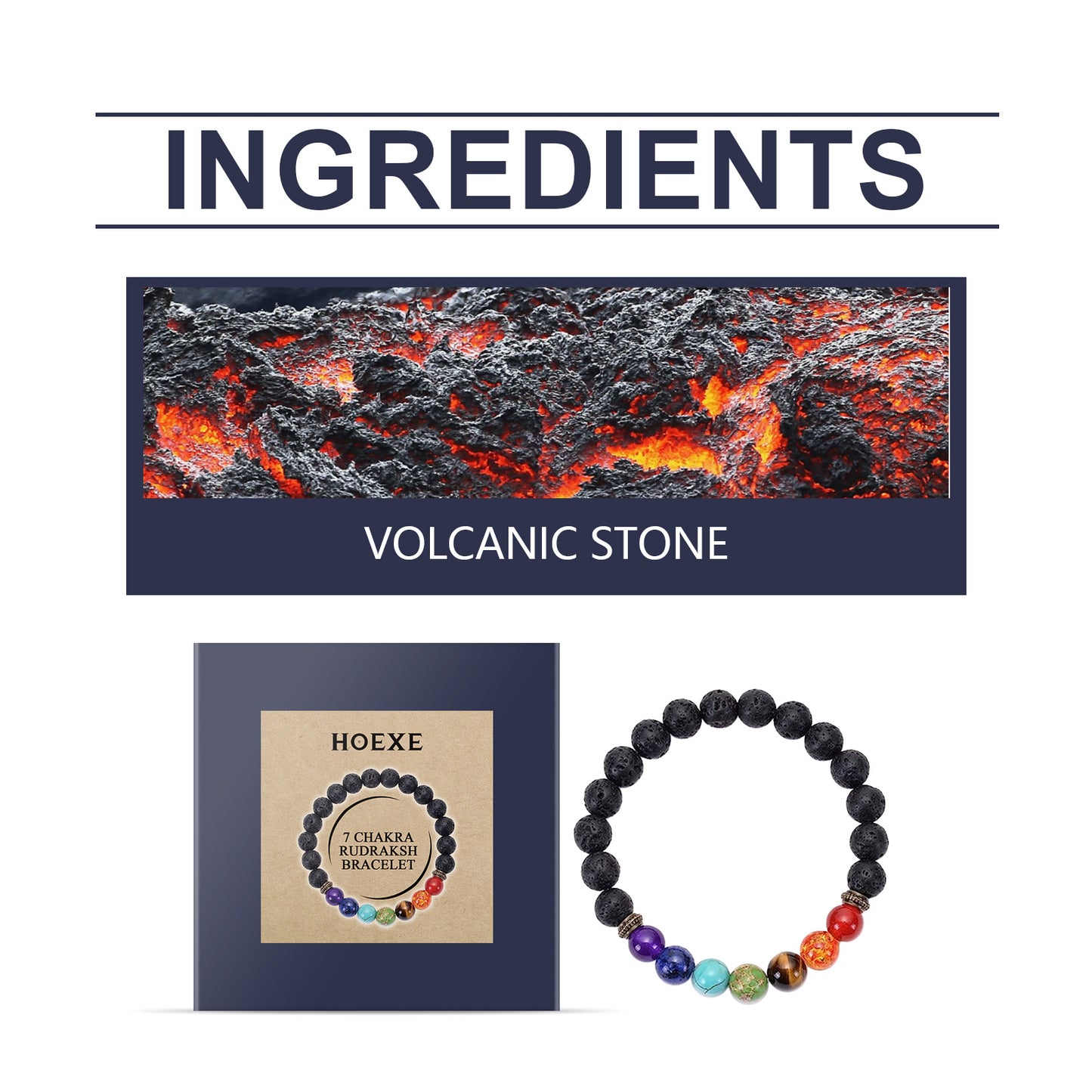 Hoexe Colorful Volcanic Stone Bracelet Jewelry Beads Bracelet Colorful Volcanic Stone Bracelet Adjustable Woven Beads