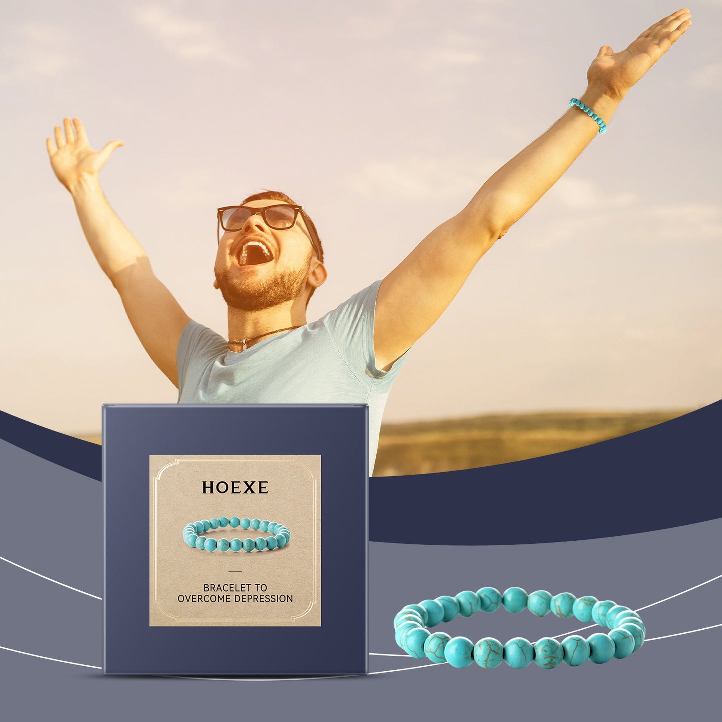 Hoexe blue turquoise bracelet personalized simple elegant versatile fashion accessories hand decoration portable bracelet