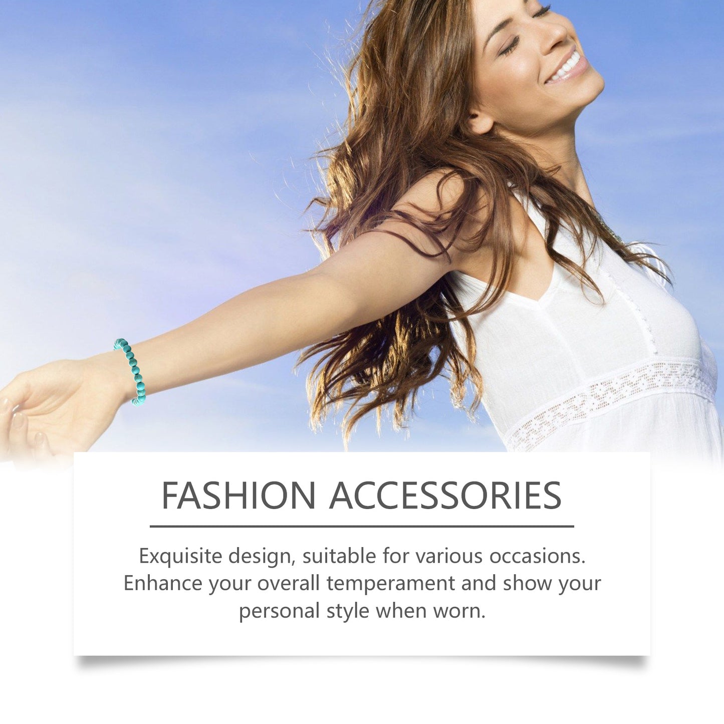 Hoexe blue turquoise bracelet personalized simple elegant versatile fashion accessories hand decoration portable bracelet