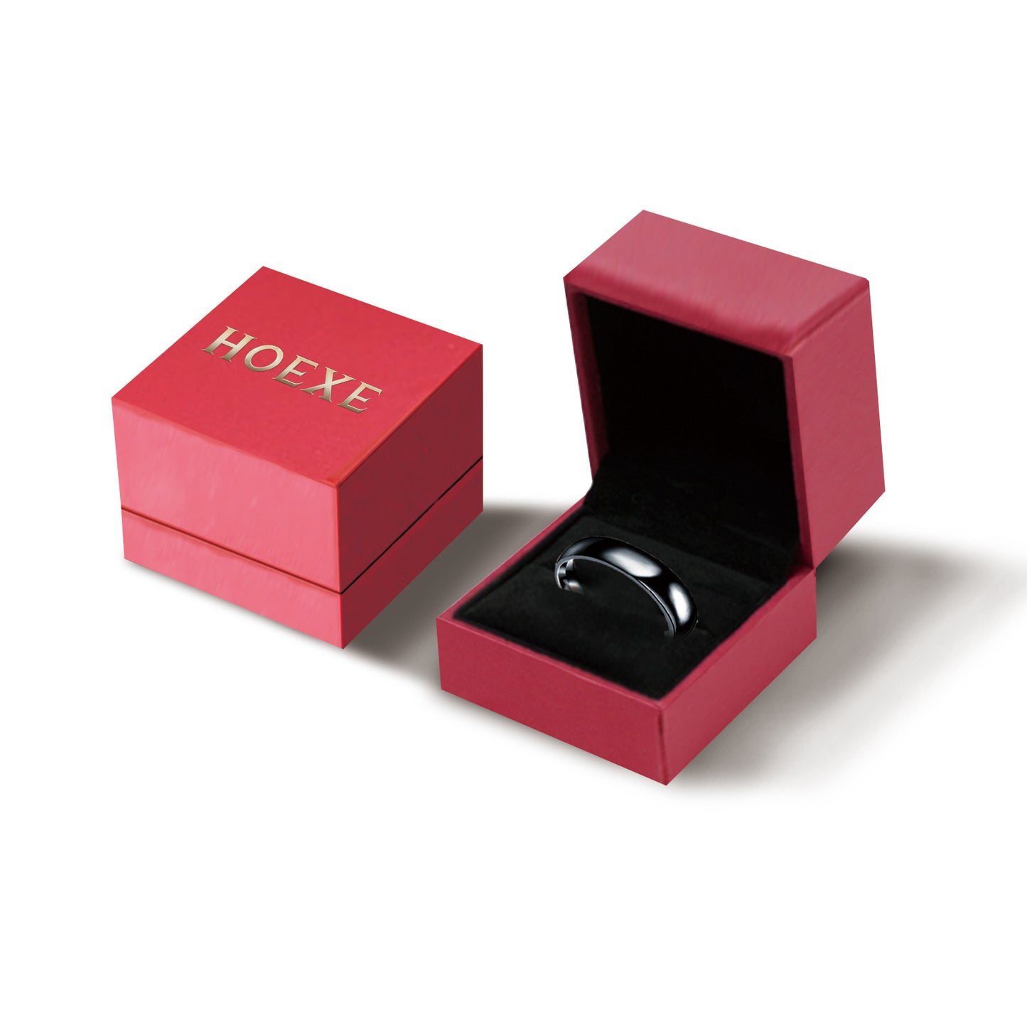 Hoexe Obsidian Ring Stainless Steel Ring for Men and Women Smooth Fashion Simple Boutique Hand Accessories
